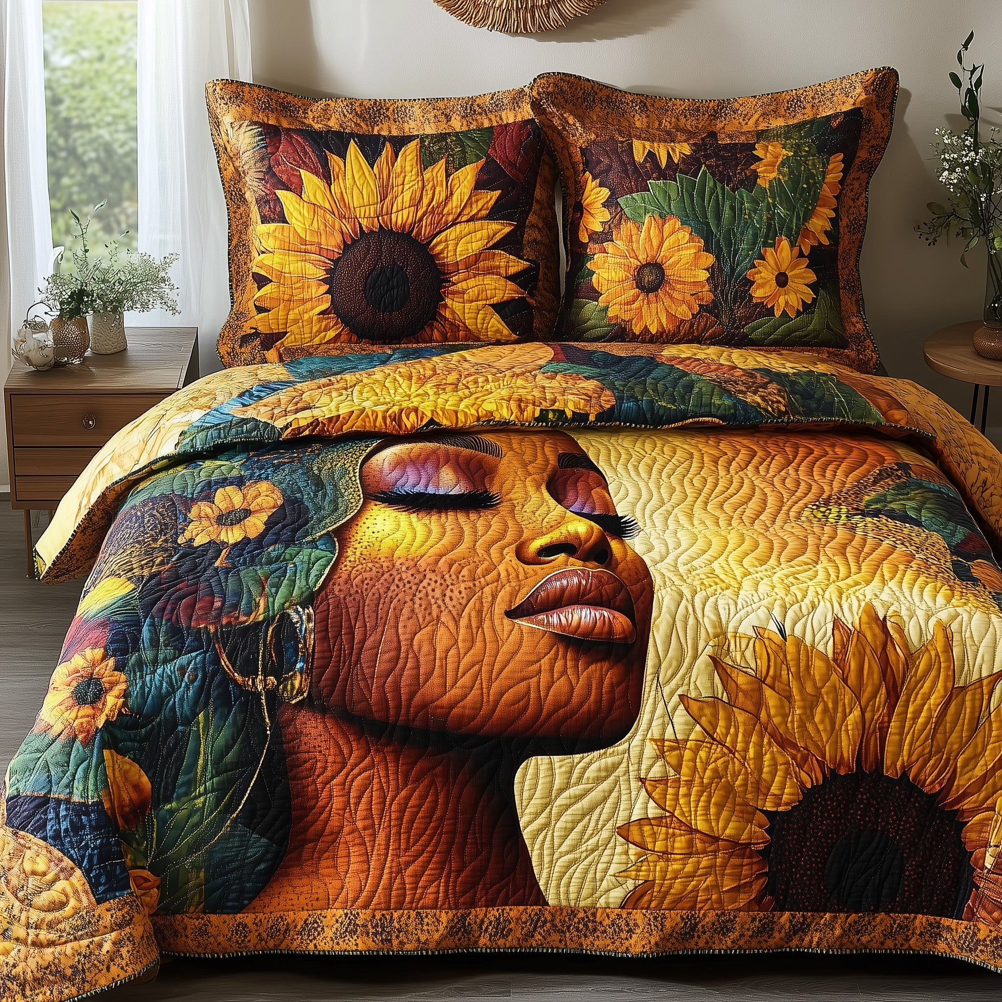 African American Quilted Bedding Set Proud And Free Cool Native-Inspired Bedding Gifts