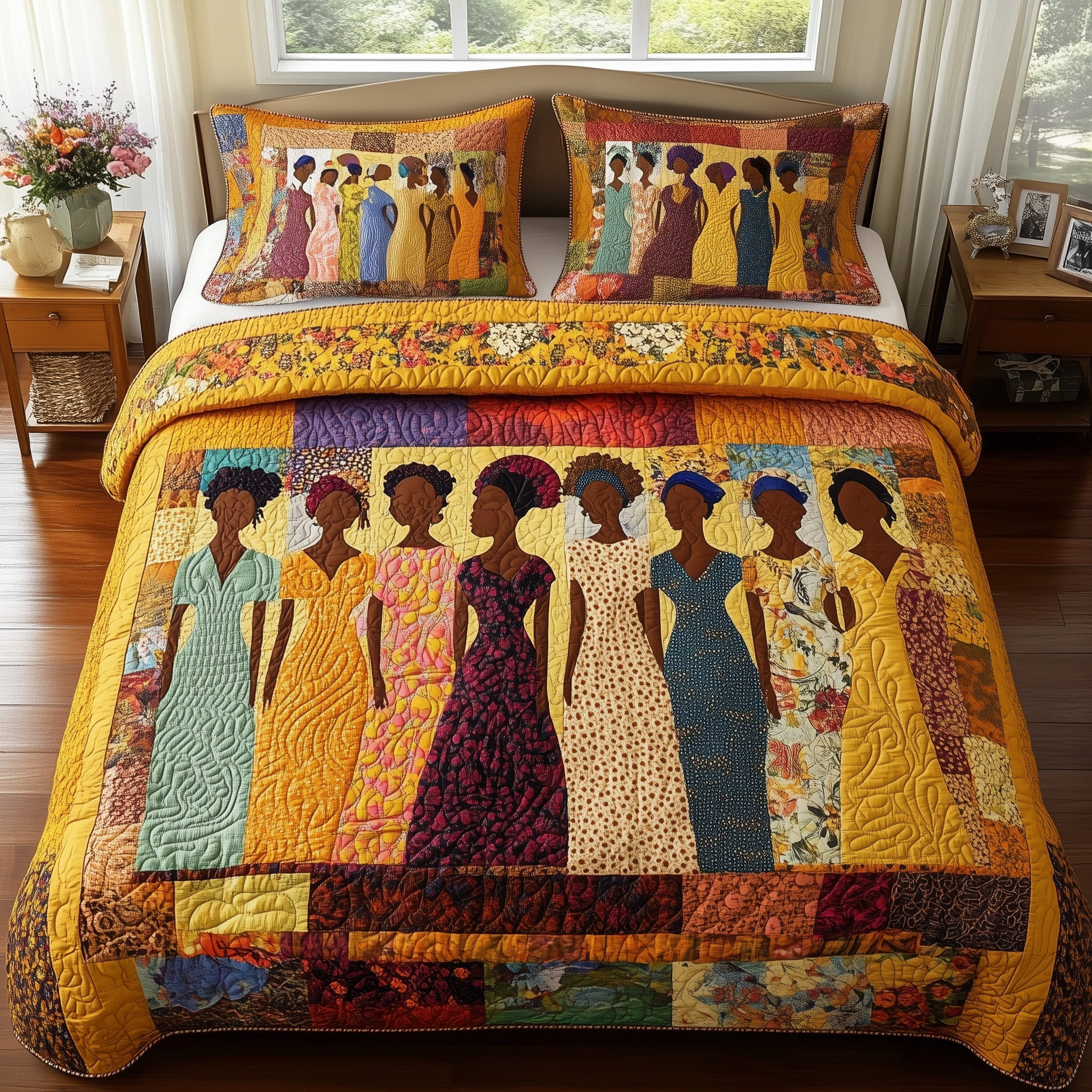 African American Quilted Bedding Set Proud To Rise Cool Native Bedding Gifts