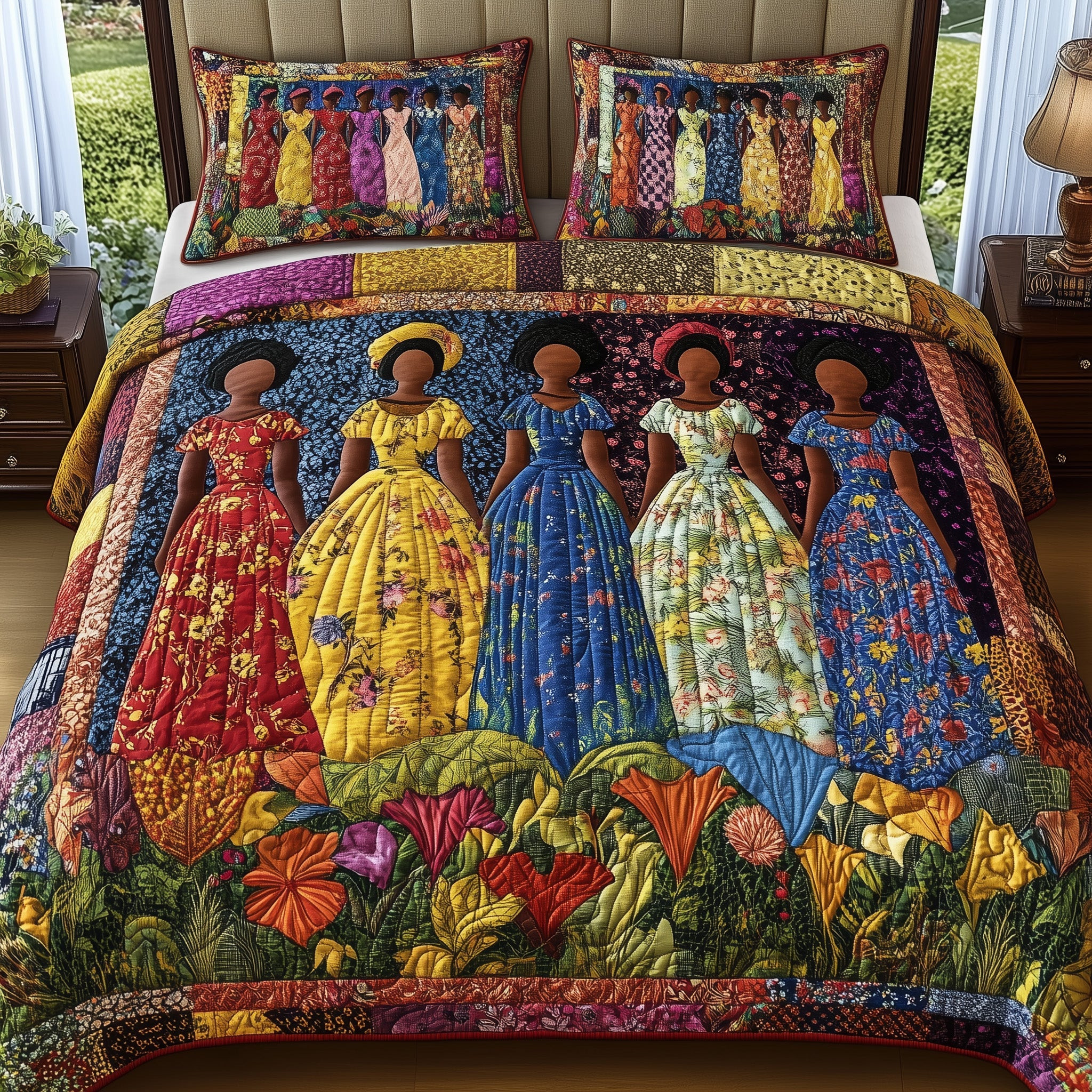 African American Quilted Bedding Set Proud To Rise Happy Native American Day Gifts