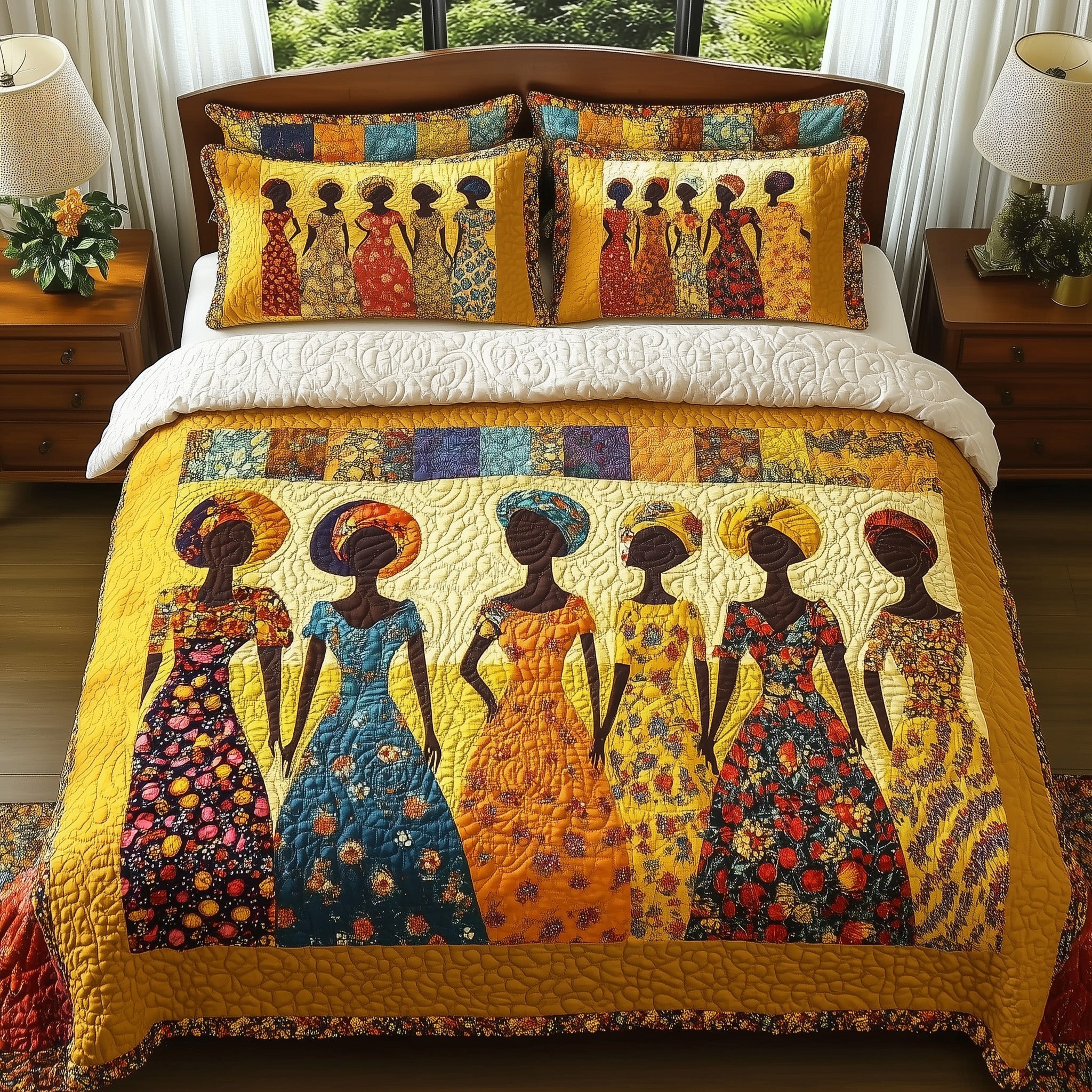 African American Quilted Bedding Set Proud To Rise Illustration Best Native Bedding Gifts