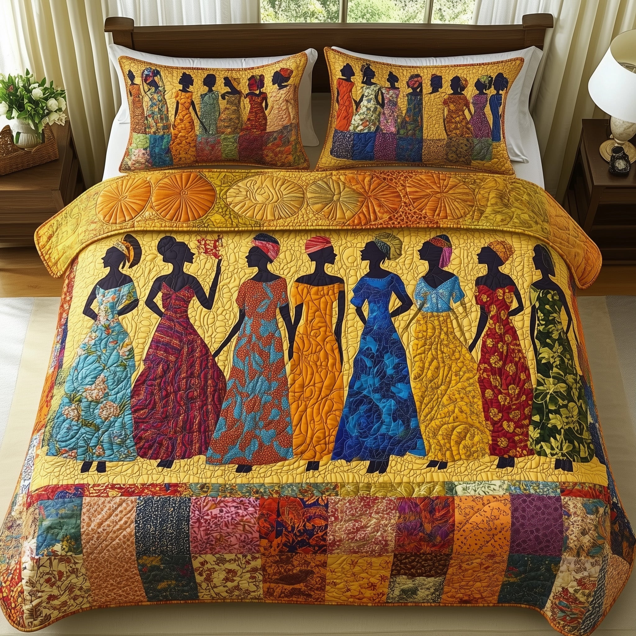 African American Quilted Bedding Set Proud To Rise Illustration Best Native Bedding Presents