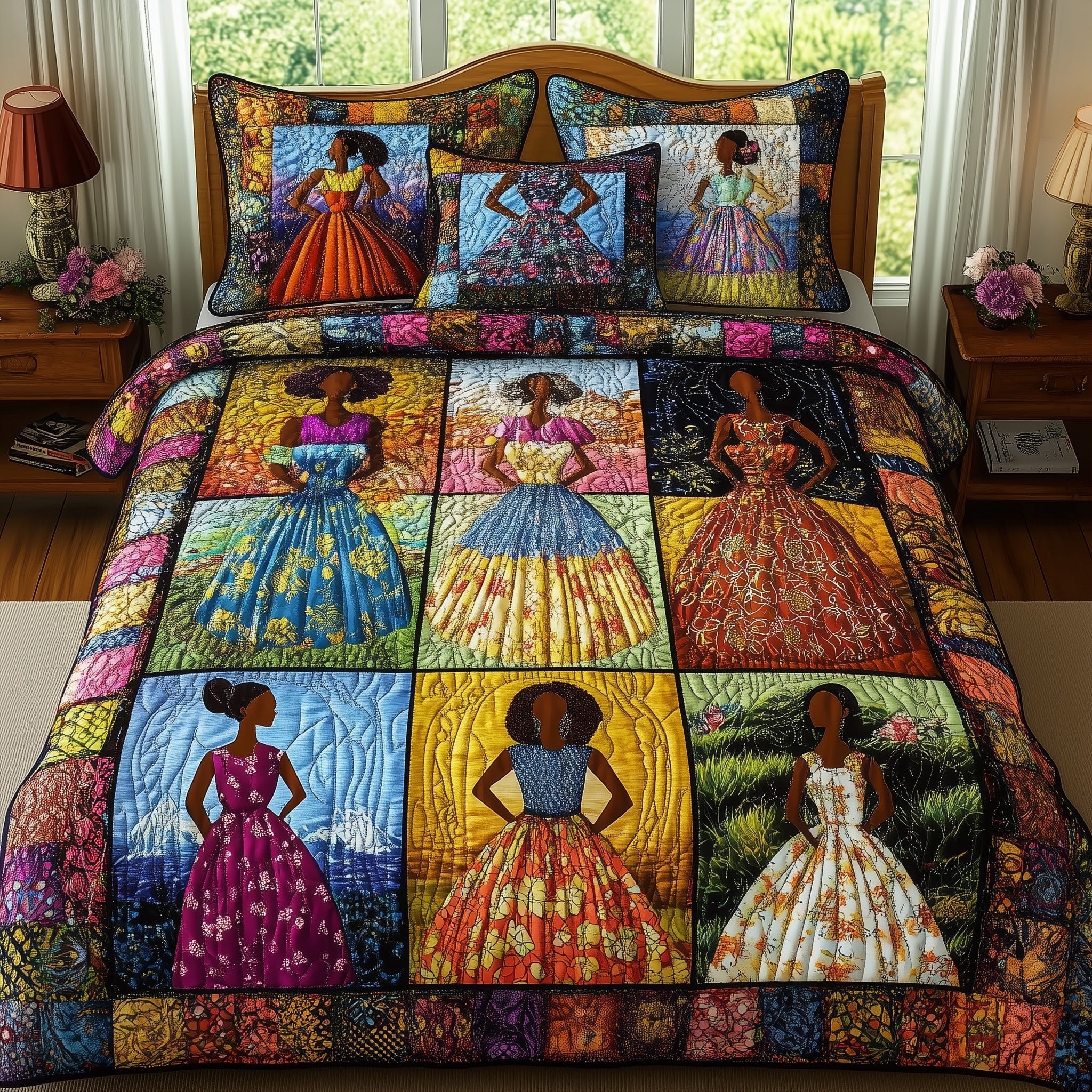 African American Quilted Bedding Set Proud To Rise Illustration Proud Native Bedding Gifts