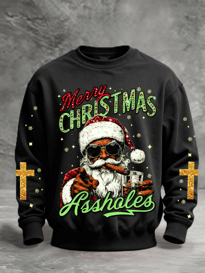 African American Santa Claus Sweatshirt Merry Xmas Crewneck Christmas Gift for Husband