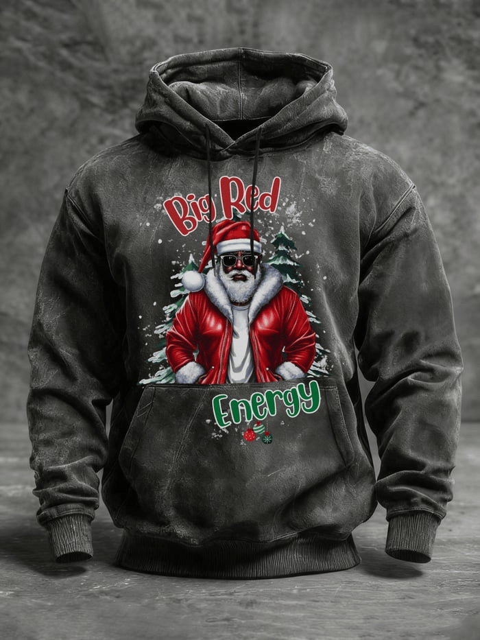 African American Santa Hoodie Big Red Energy Hoodie Christmas Presents For Dad