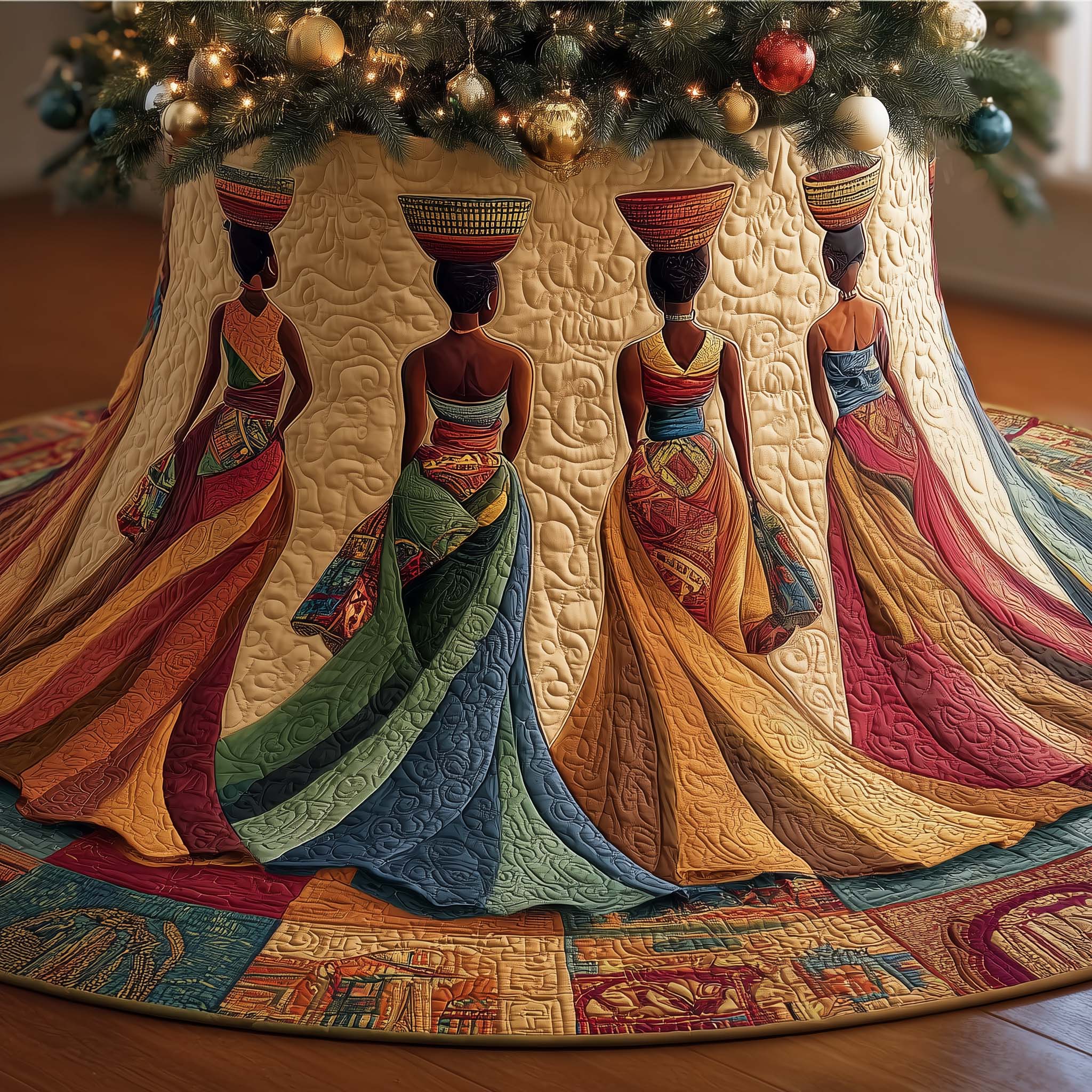 African American Women Quilted Tree Skirt Beautiful Items For Grandma Xmas Decor