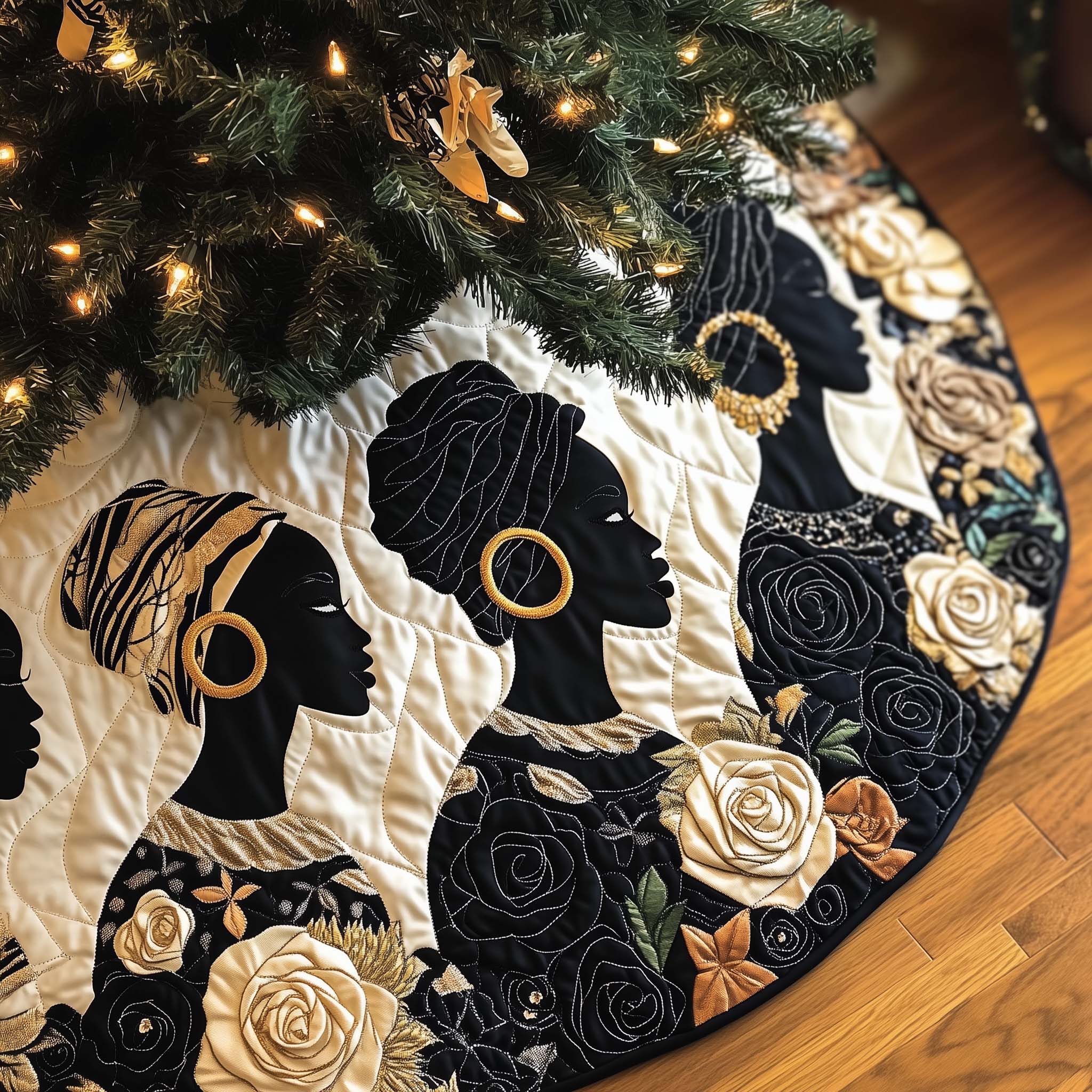 African American Women Quilted Tree Skirt Best Christmas Decor Items For Mom