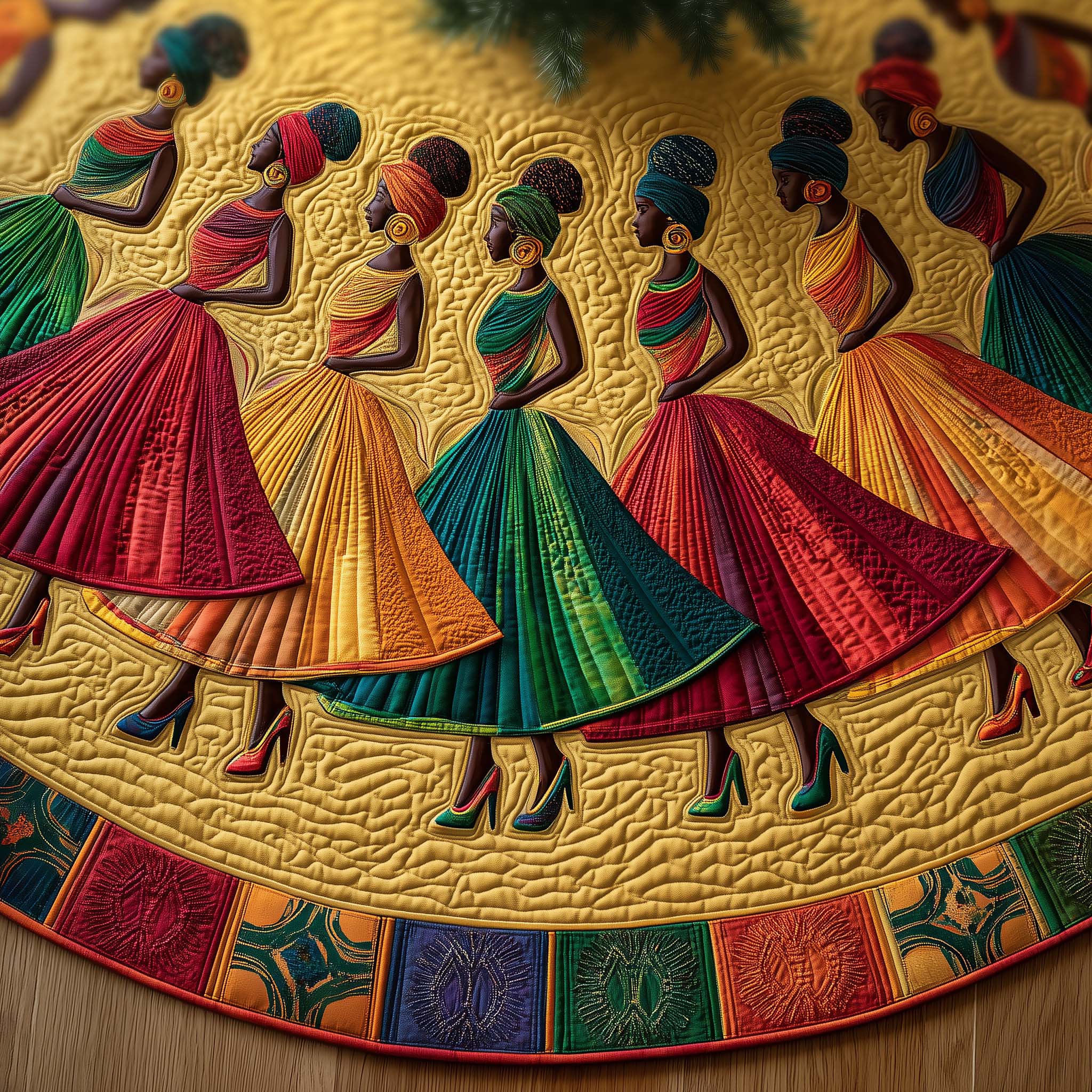 African American Women Quilted Tree Skirt Best Women Gifts For Mom Christmas Decor