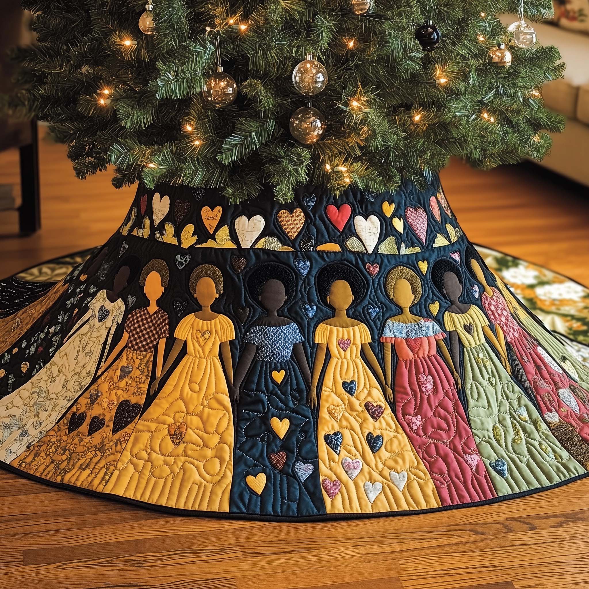 African American Women Quilted Tree Skirt Christmas 2025 Decor Ideas For Women