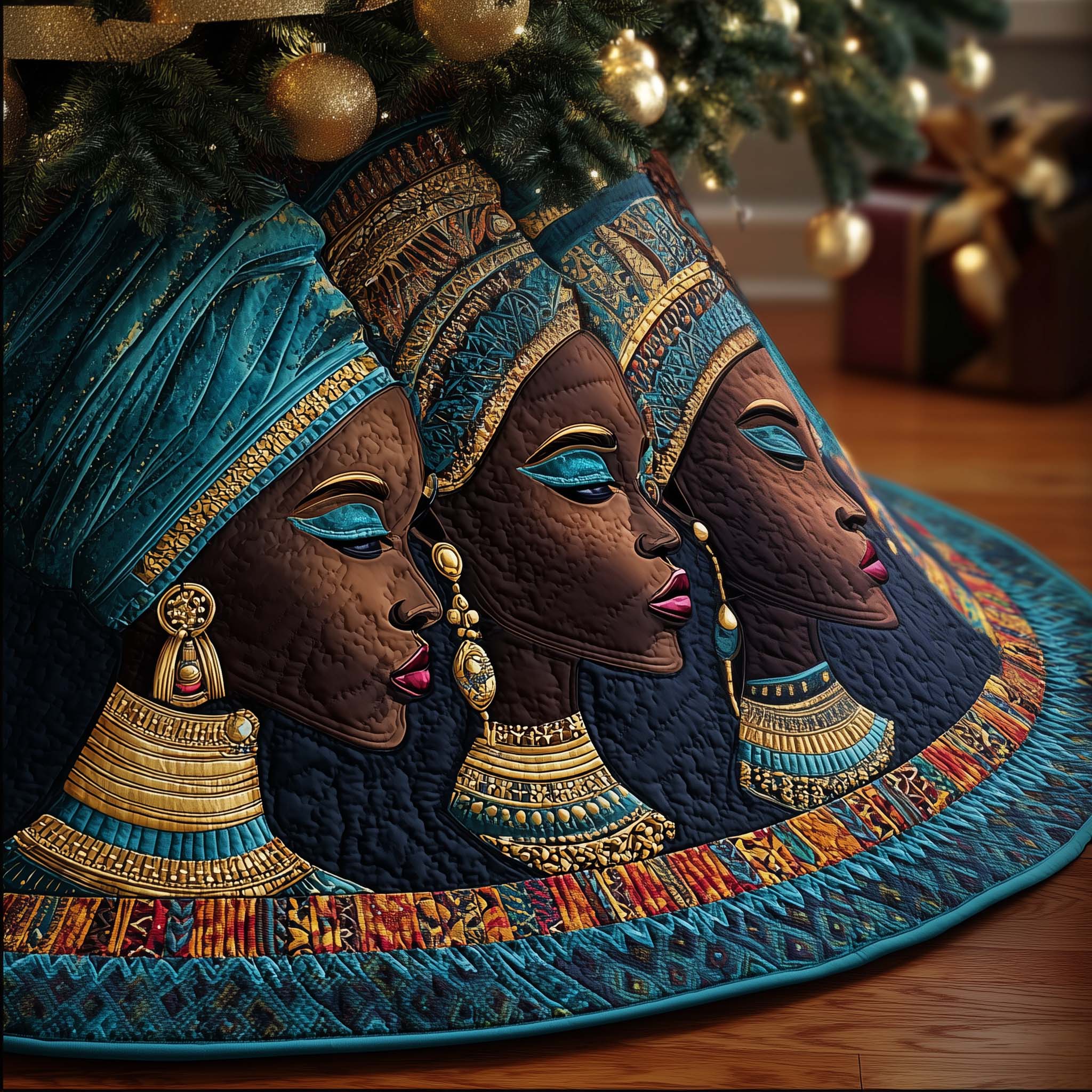 African American Women Quilted Tree Skirt Christmas Decor Ideas Items For Women