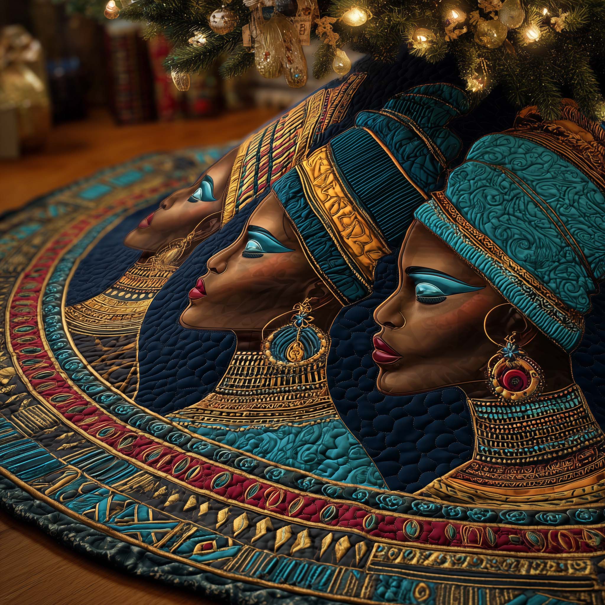 African American Women Quilted Tree Skirt Xmas Tree Decoration Ideas For Mother