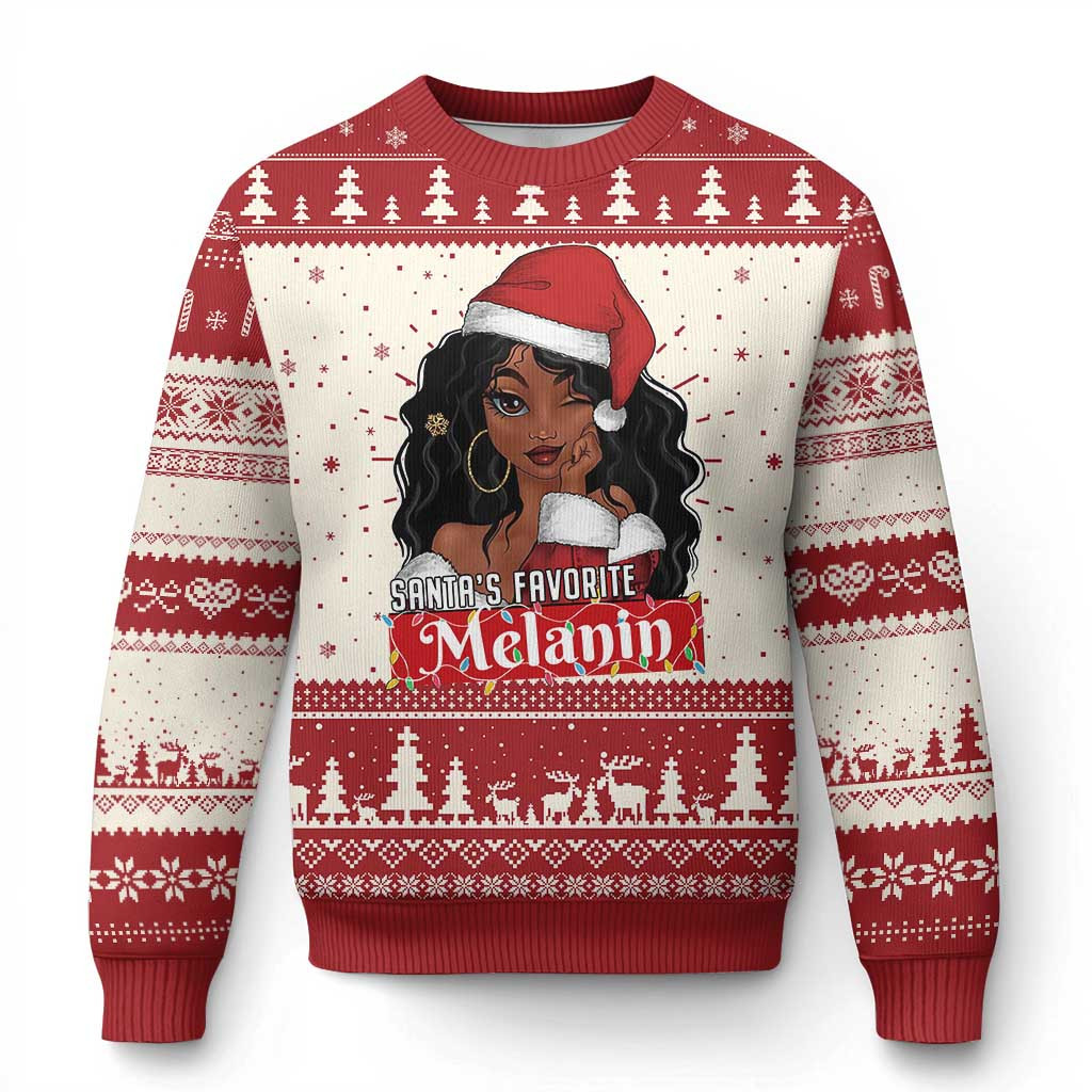 African American Xmas Ugly Christmas Sweater Santa's Favorite Melanin Jumper Girl Gifts