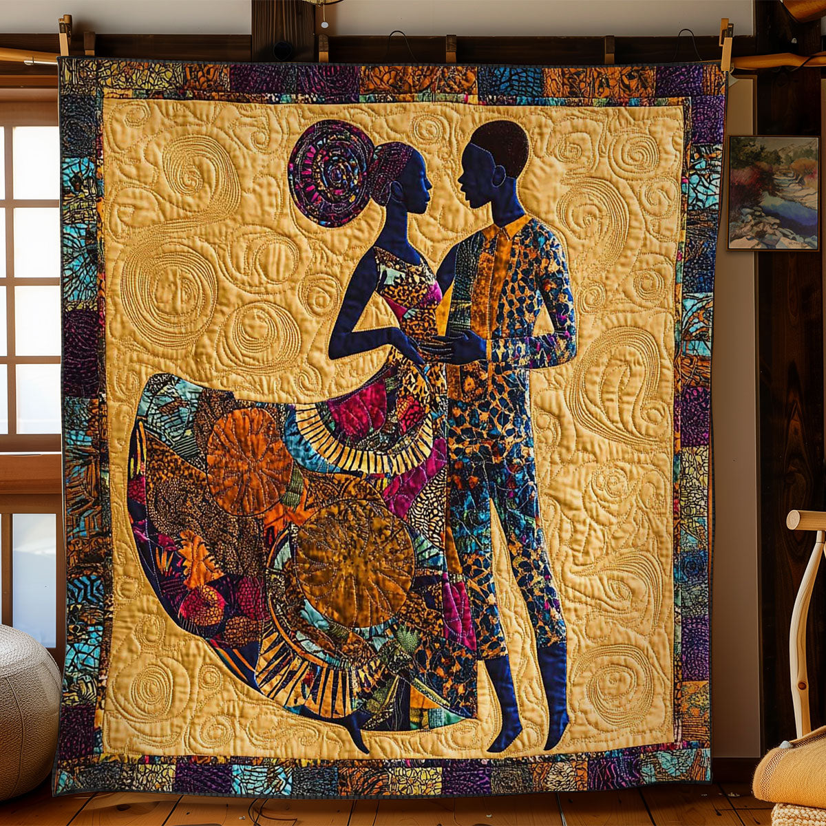 African Couple Dancing Quilt Blanket Design Cozy Throw Blanket Holiday Gifts For Lovers