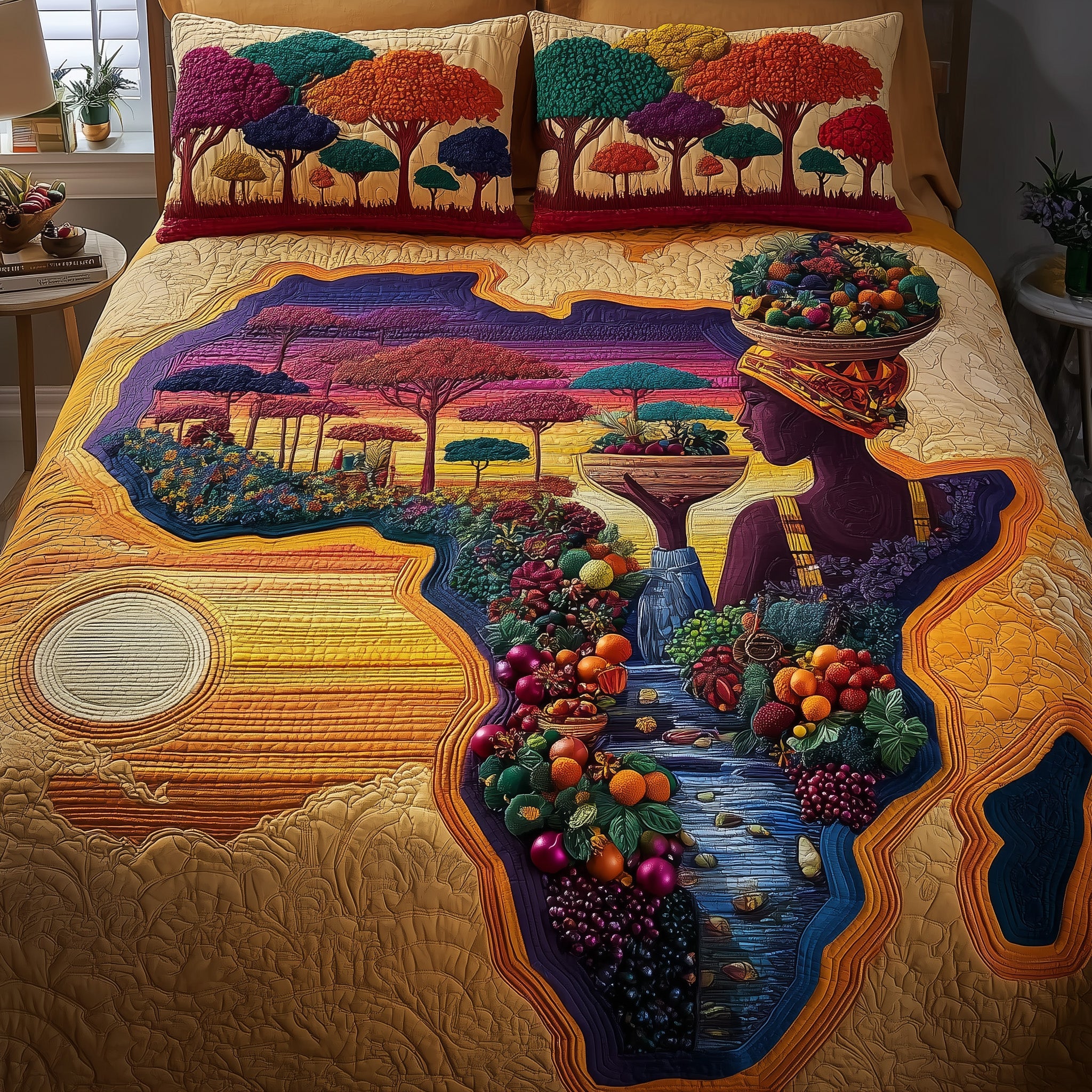 African Dream Quilted Bedding Set Bohemian Vibe