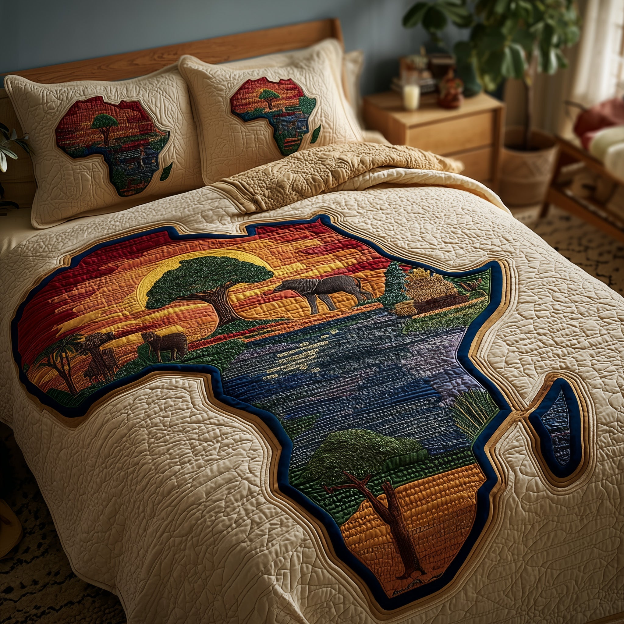 African Dream Quilted Bedding Set Cotton Sateen