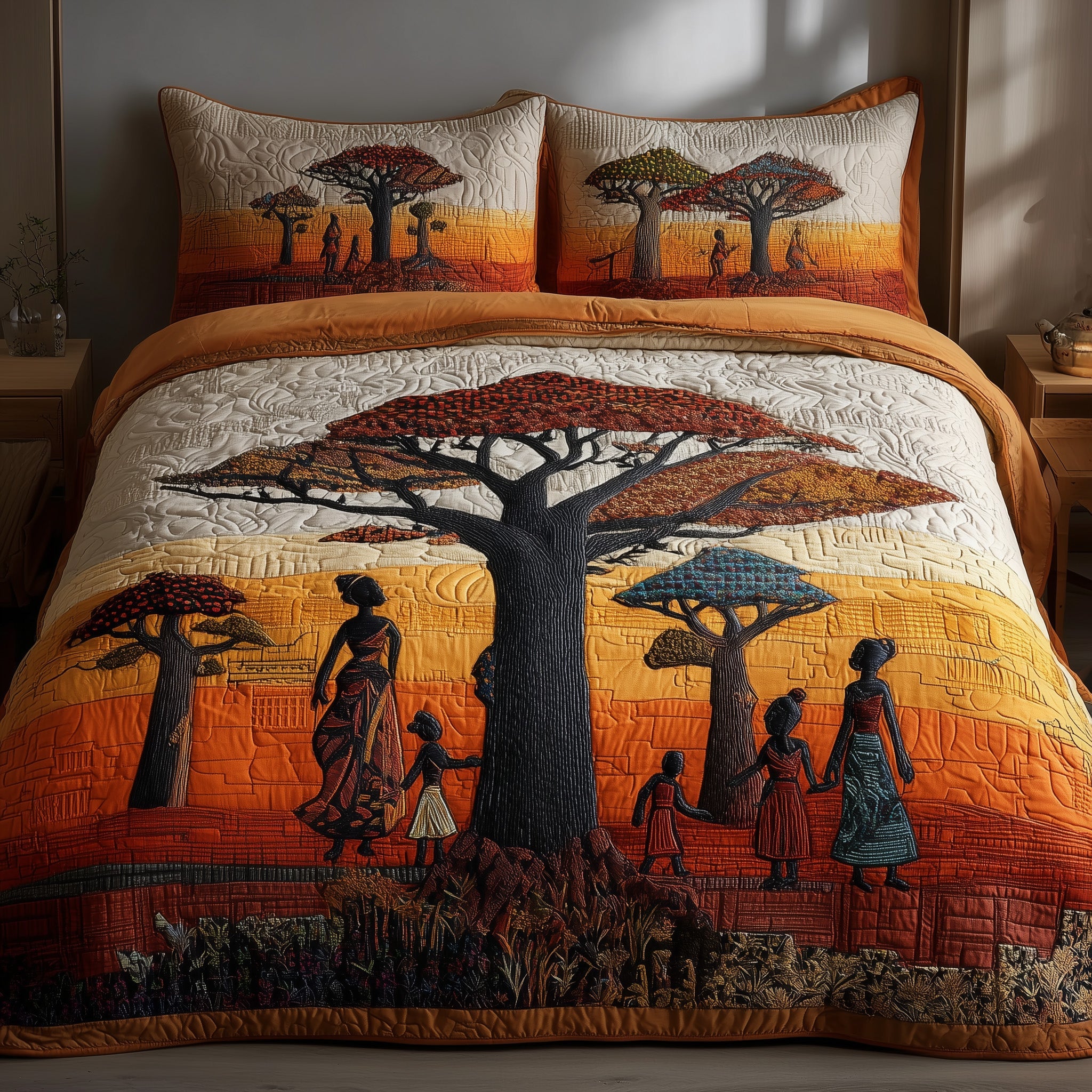 African Dream Quilted Bedding Set Cozy Bedroom