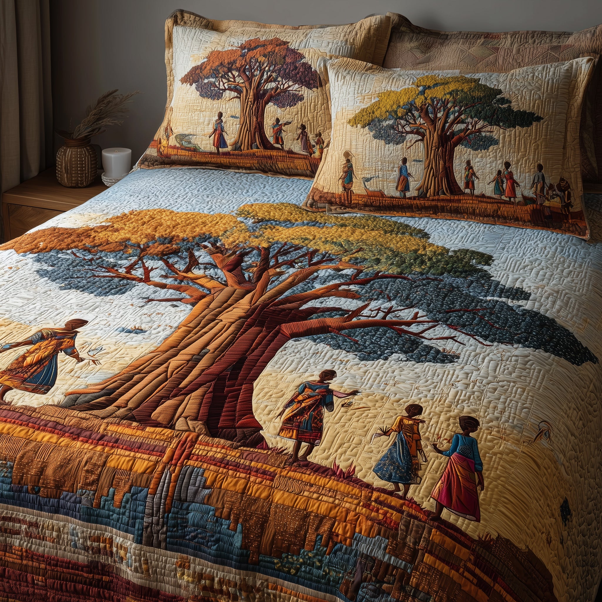 African Dream Quilted Bedding Set Duvet Cover Bedspread Tree Of Life Gifts For Her