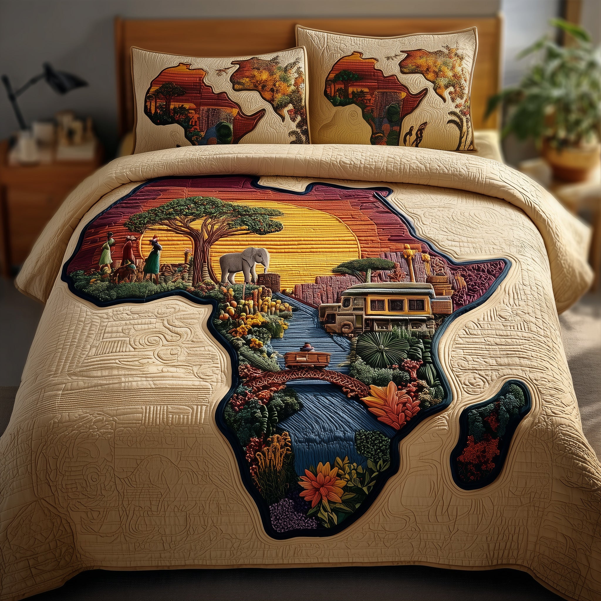 African Dream Quilted Bedding Set Modern Design