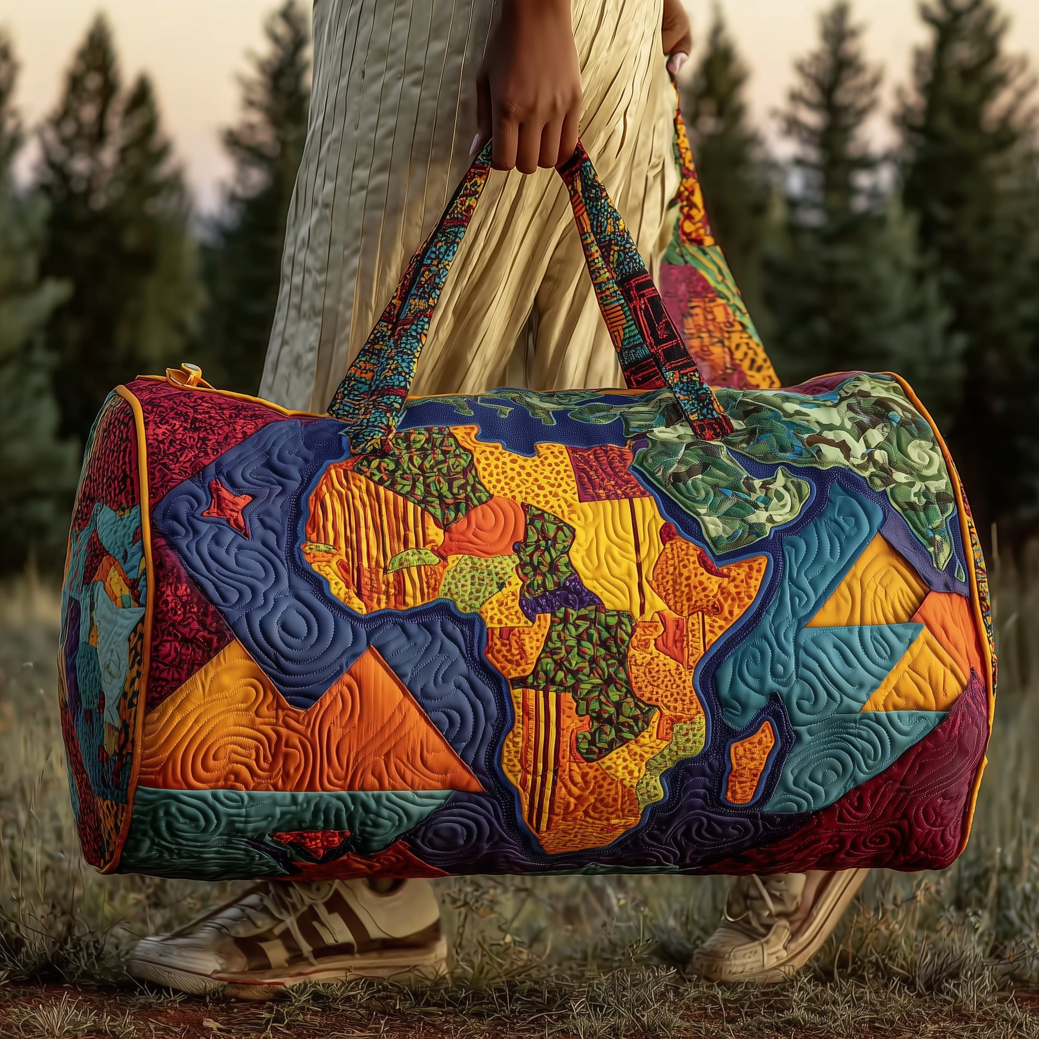 African Dream Quilted Duffle Bag For Work And Travel