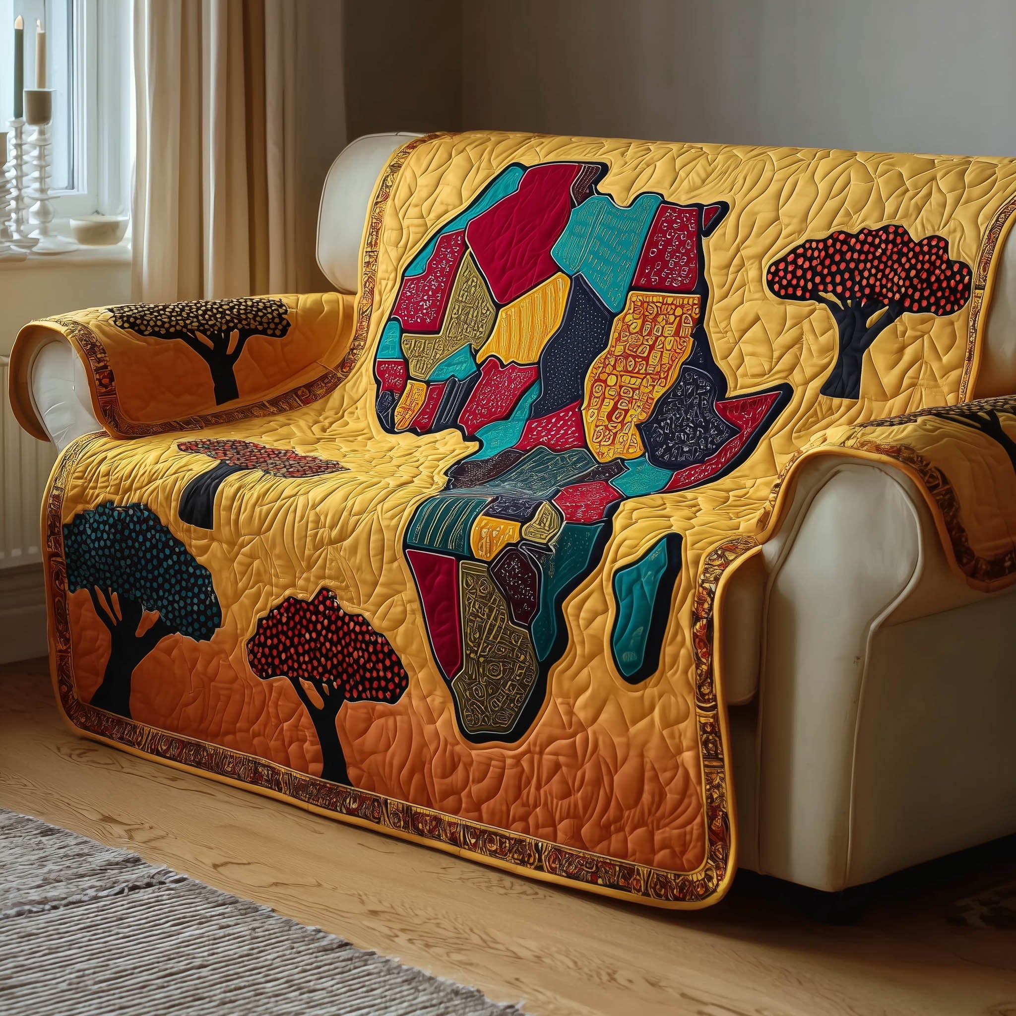 African Dream Quilted Sofa Cover Tribal Design African American Gifts For Women