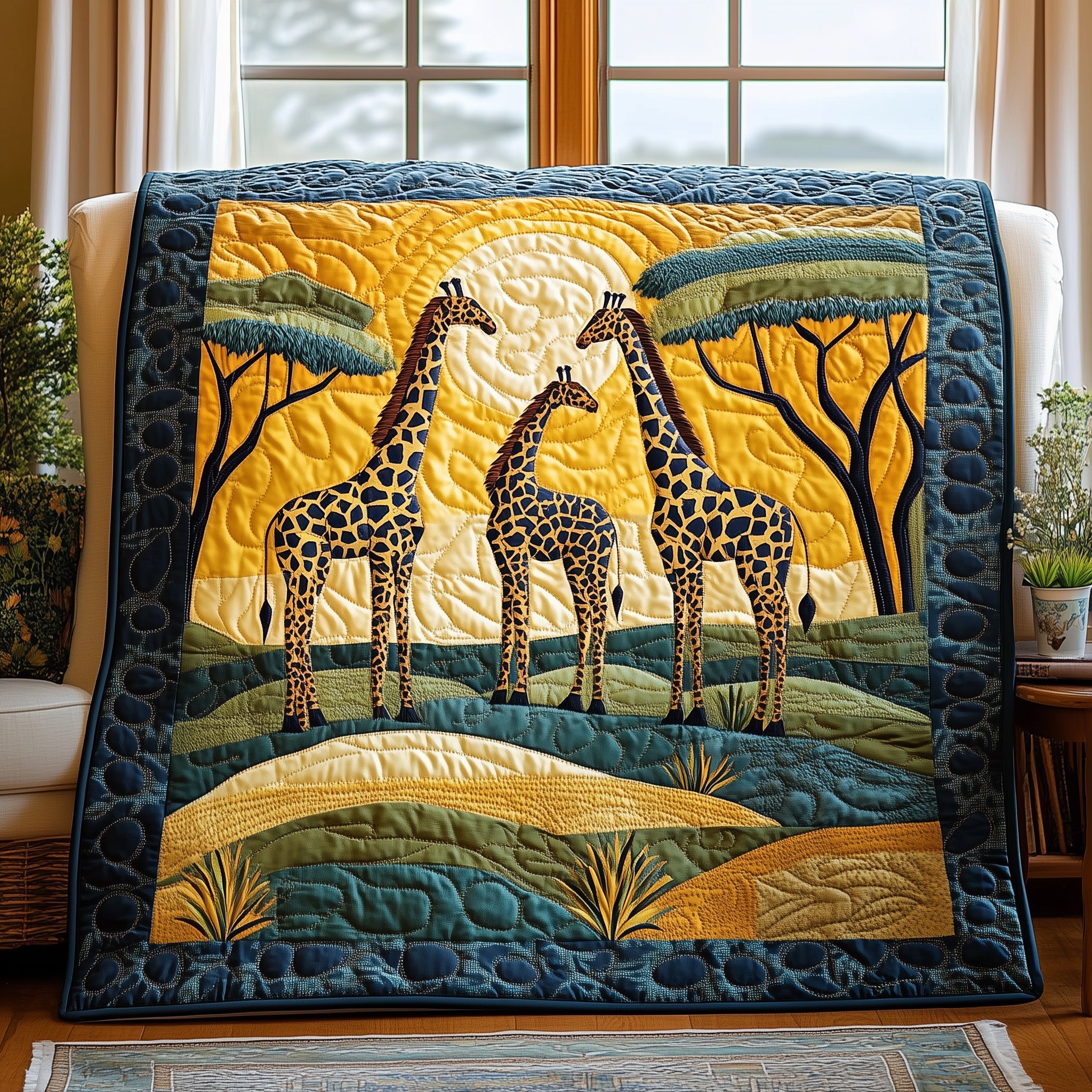 African Dreamscape Quilted Blanket Sofa Throw BlanketGiraffe Gifts For Her