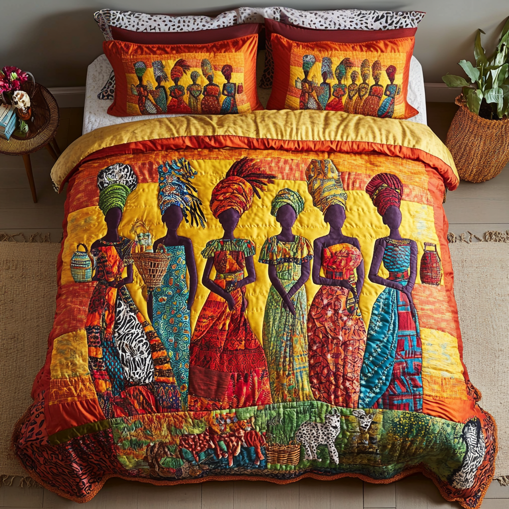African Essence Quilted Bedding Set Best Bed Sheet Set Best African American Gifts