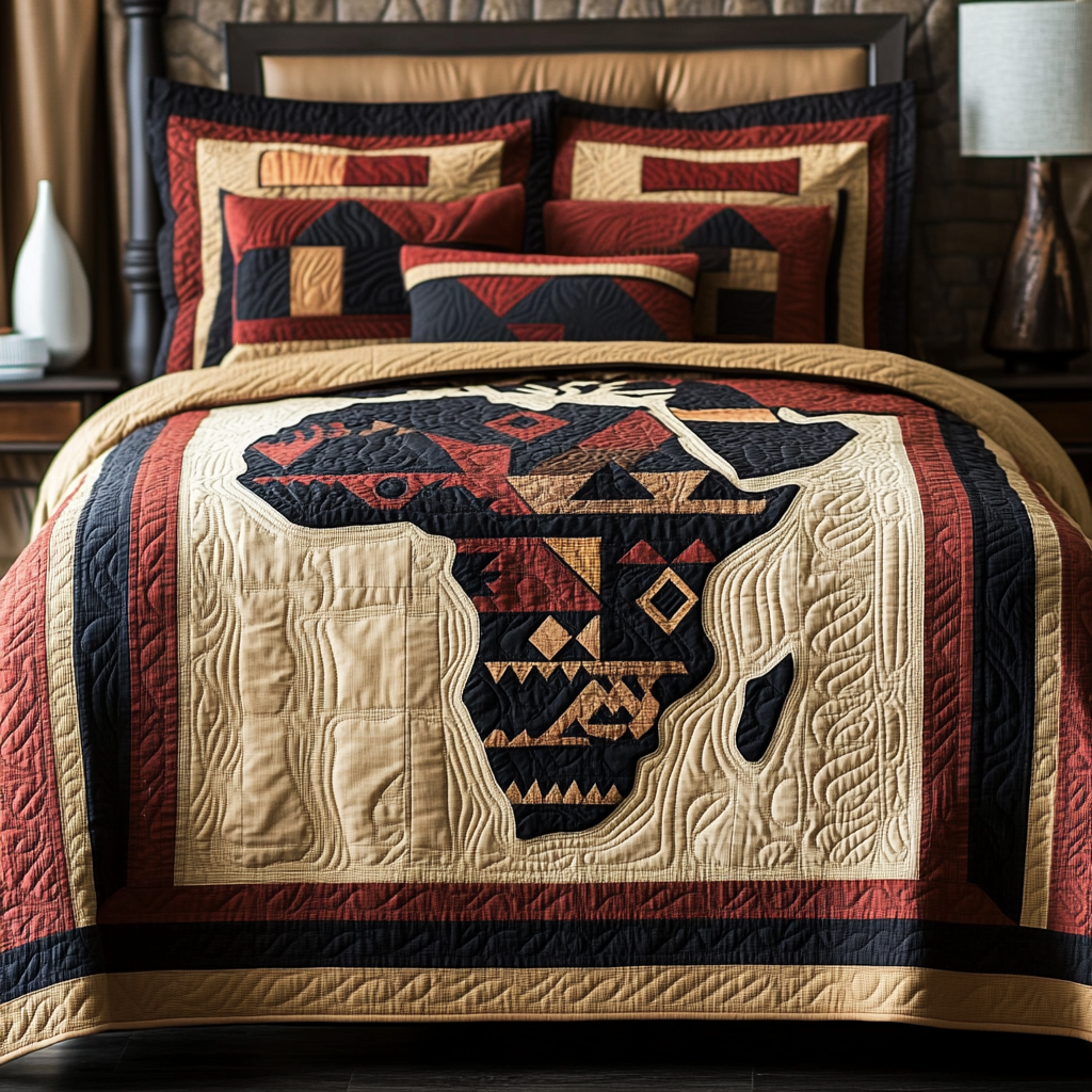 African Essence Quilted Bedding Set Cute Room Decor Gifts For Black History Month