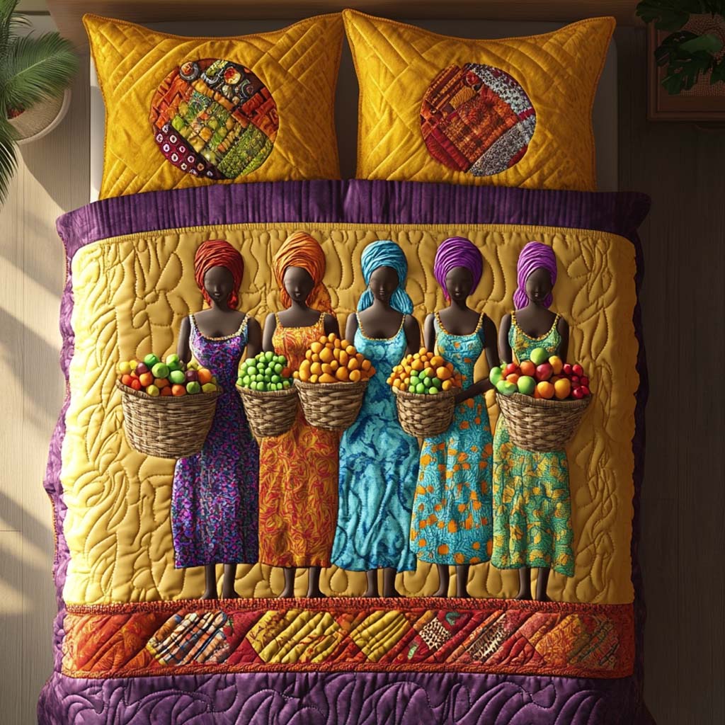 African Fruit Grace Quilted Bedding Set Bed Decor Best African American Gifts
