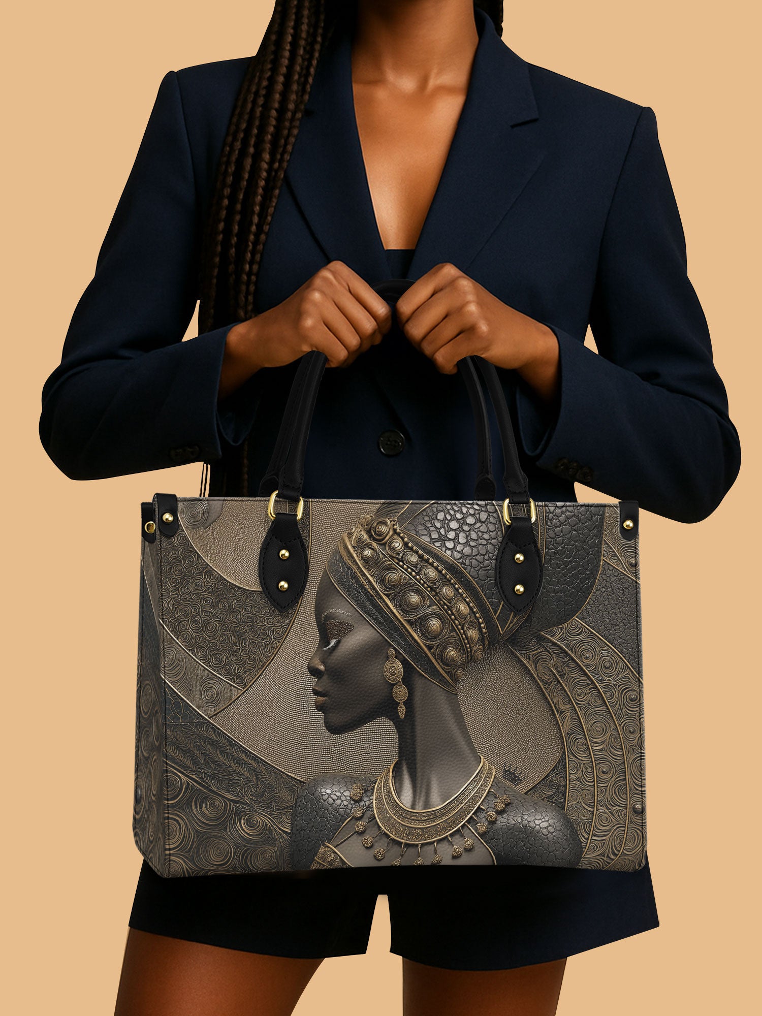 African Headwrap Women Leather Handbag African American Gifts For Wife And Sister