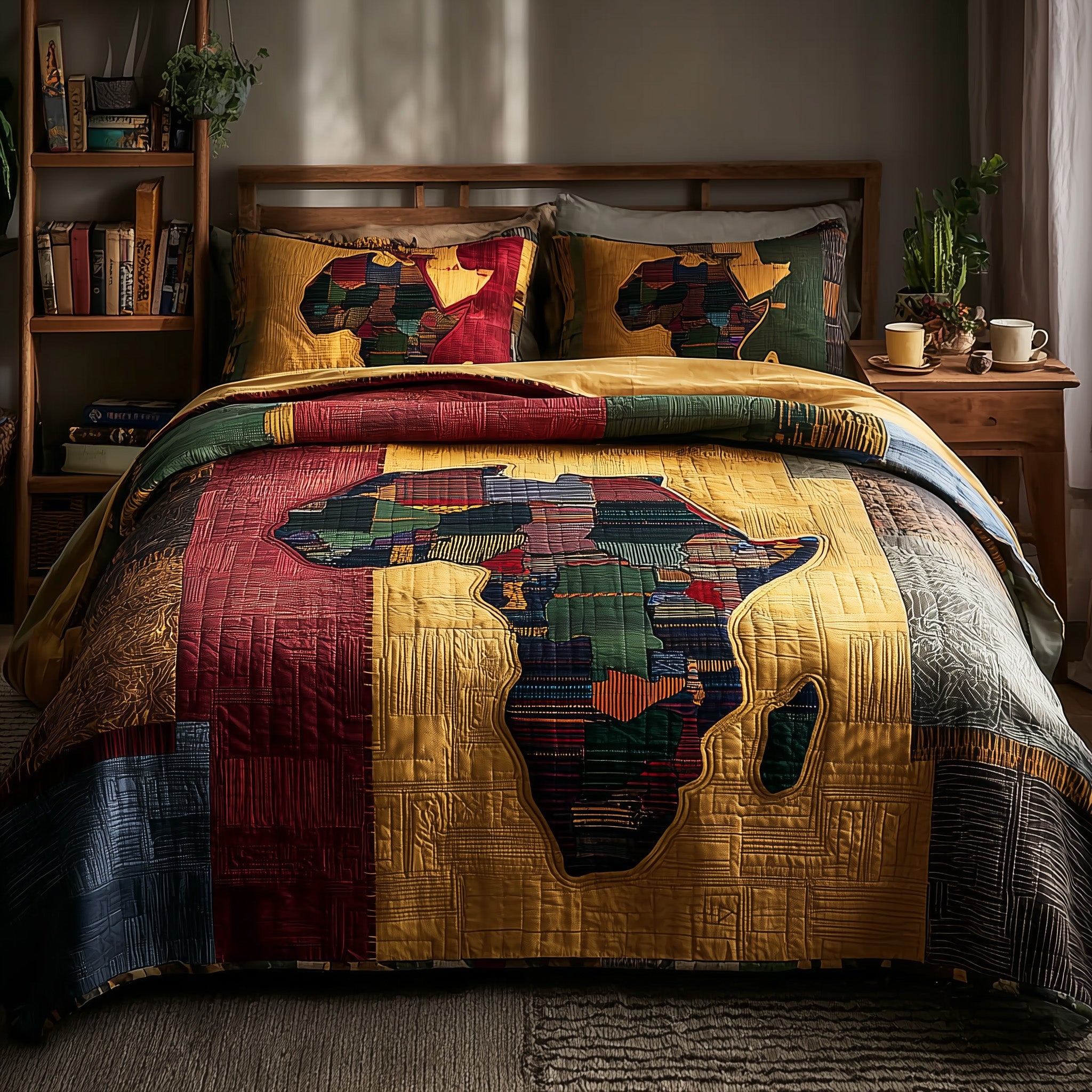 African Heritage Quilted Bedding Set Classic Style