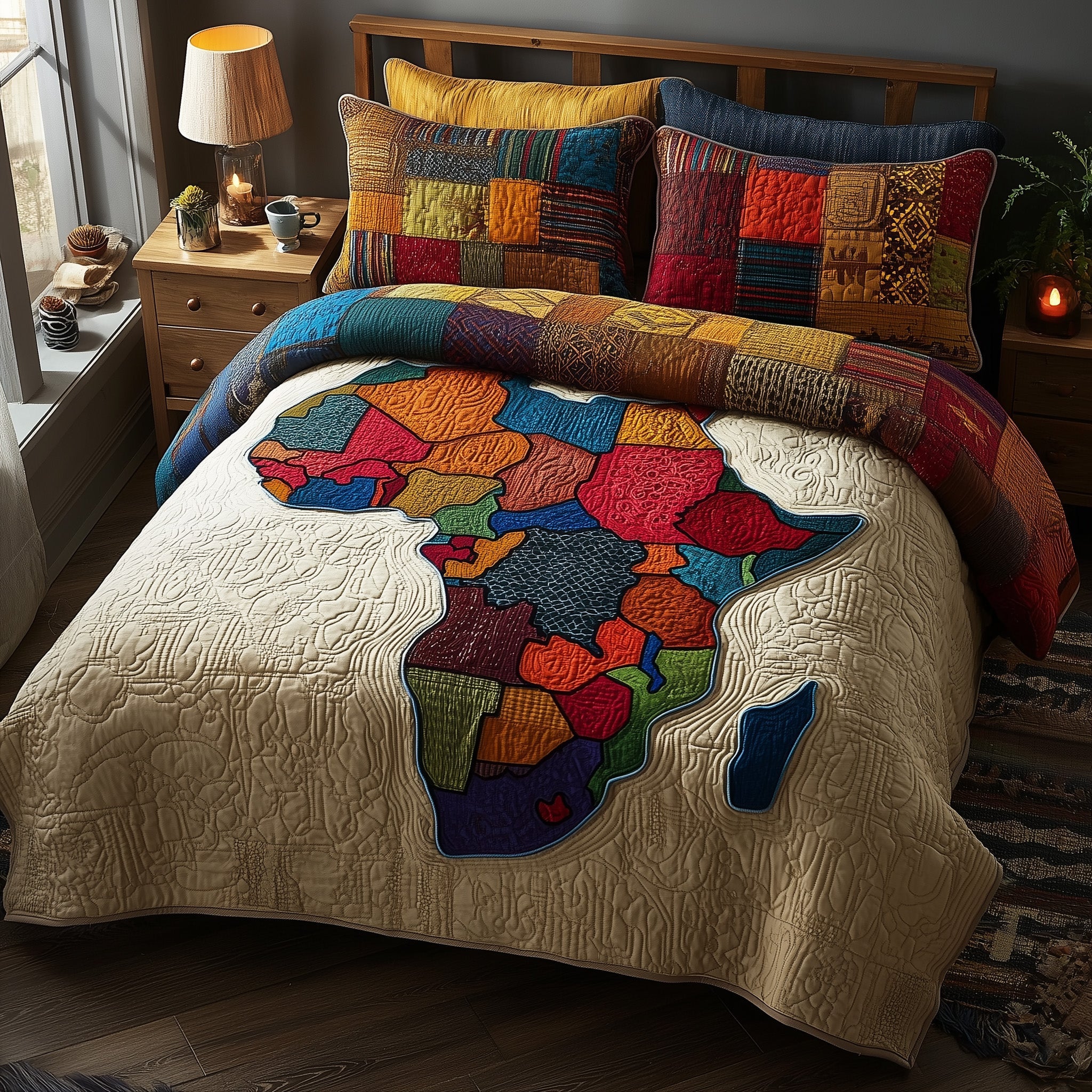 African Heritage Quilted Bedding Set Duvet Cover Bedspread Gifts For Black History Month