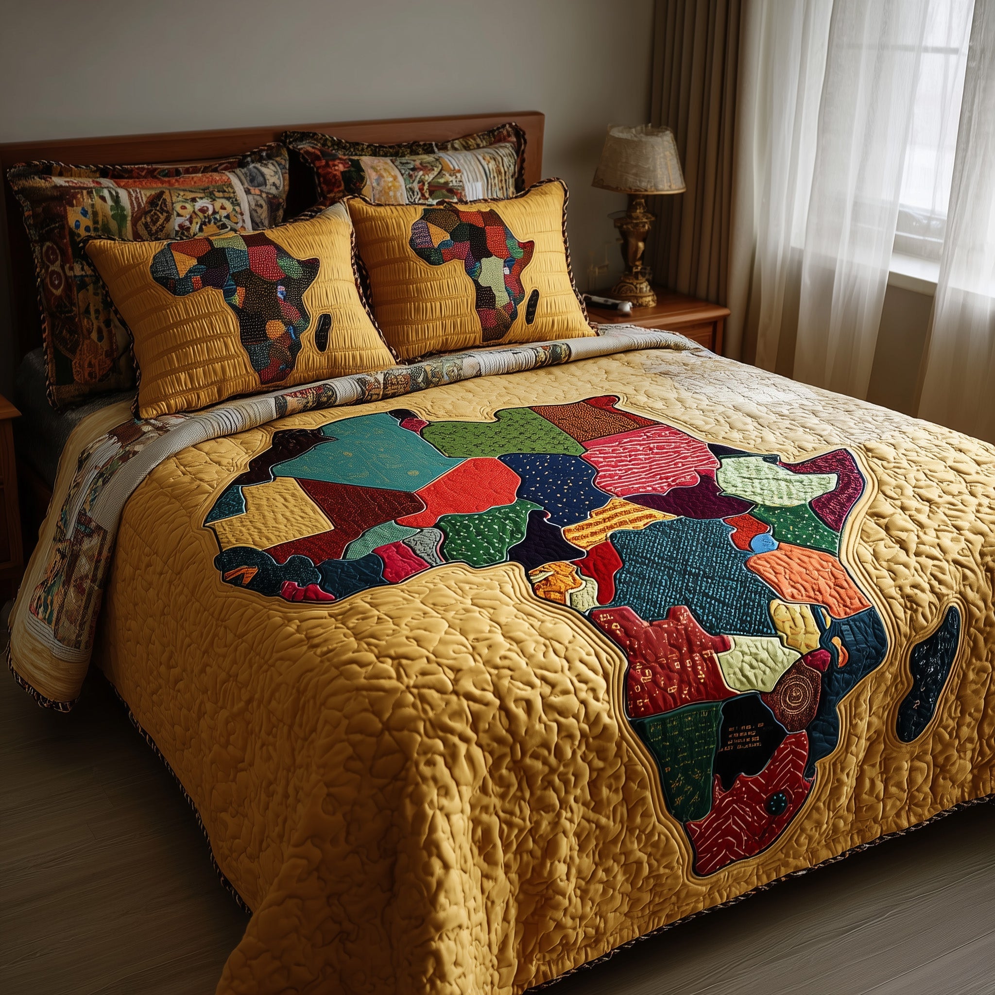 African Heritage Quilted Bedding Set Duvet Cover Bedspread Melanin Black Women Gifts For Her
