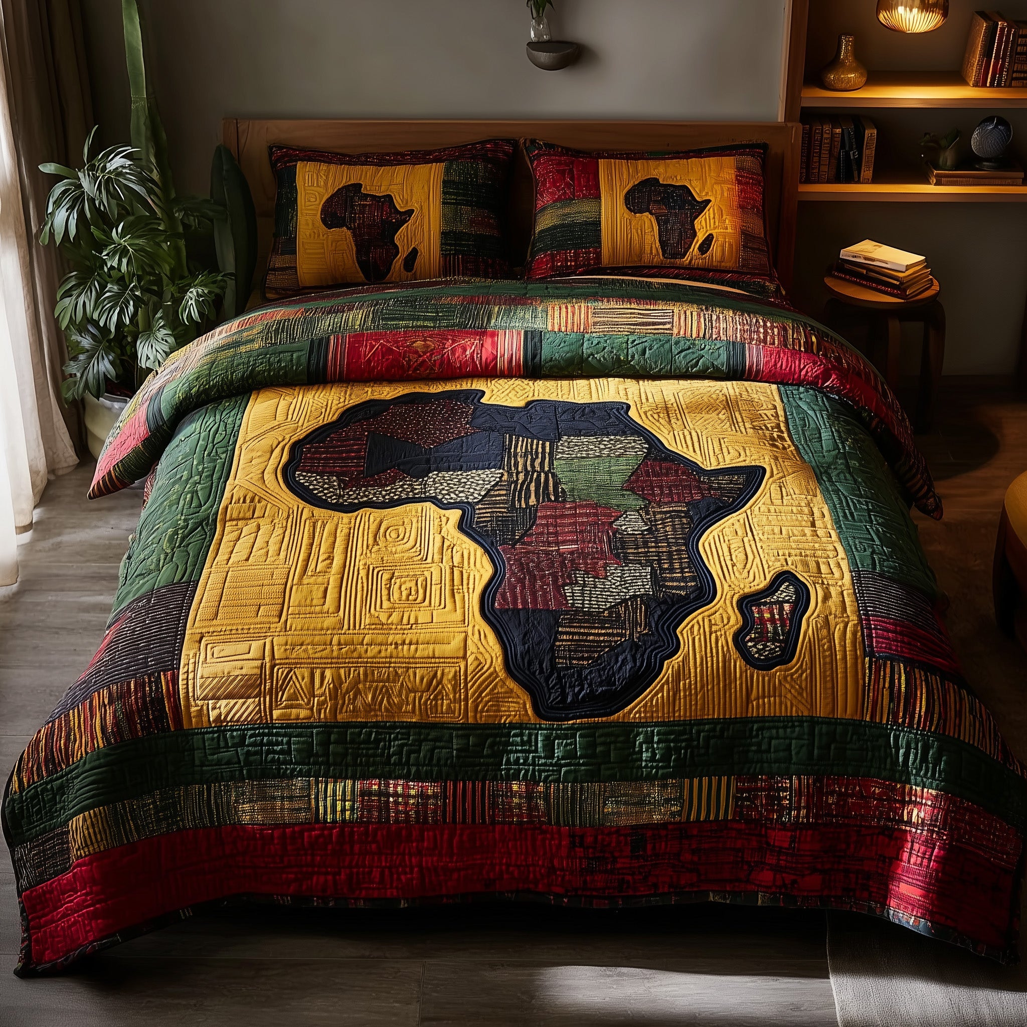 African Heritage Quilted Bedding Set Farmhouse Style