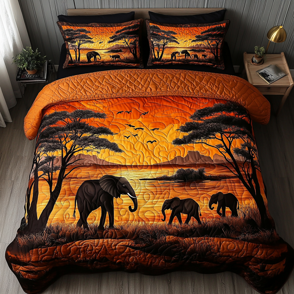 African Horizon Quilted Bedding Set Bed Decorations Black History Month Gifts
