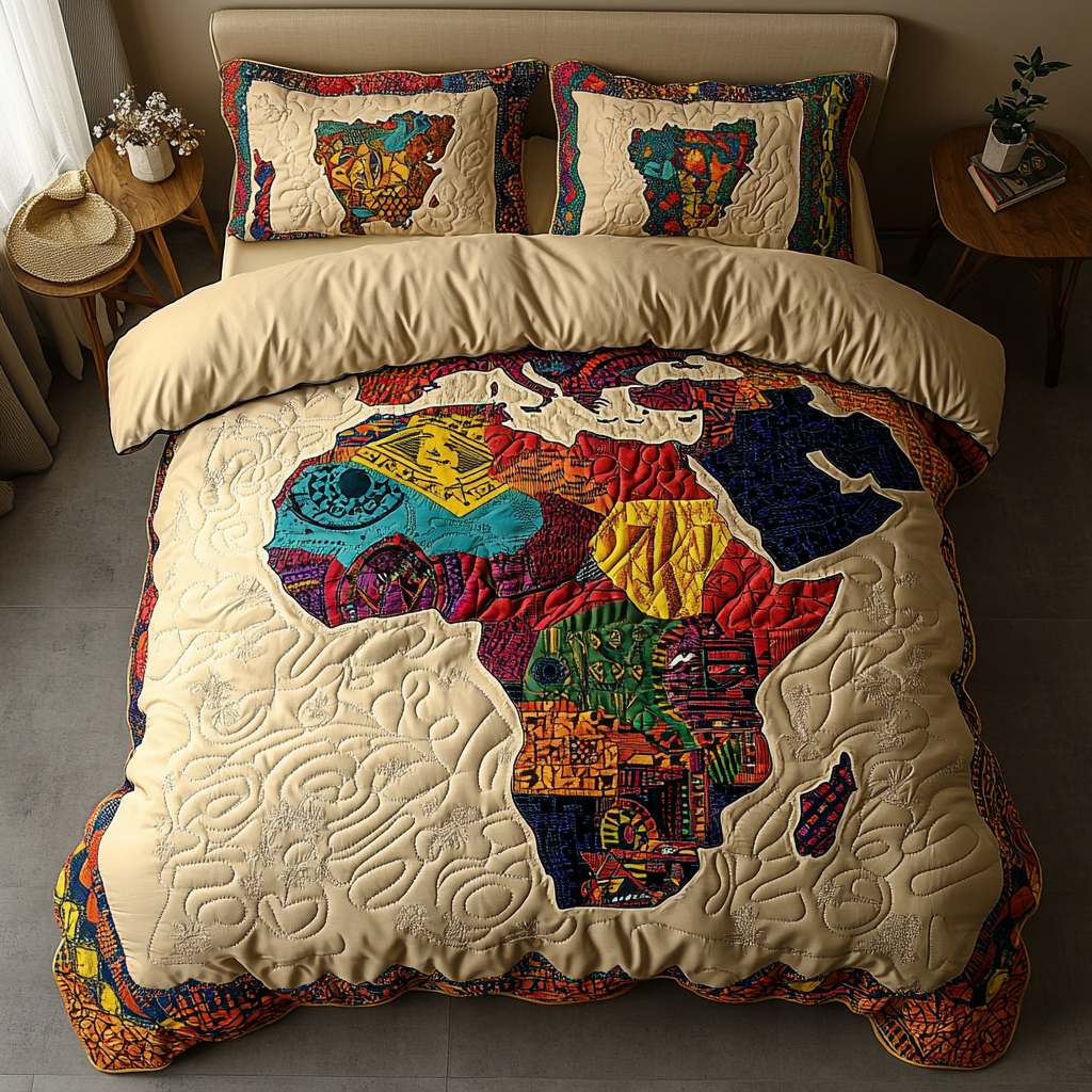 African Horizon Quilted Bedding Set Bedroom Decorations African American Gifts For Women