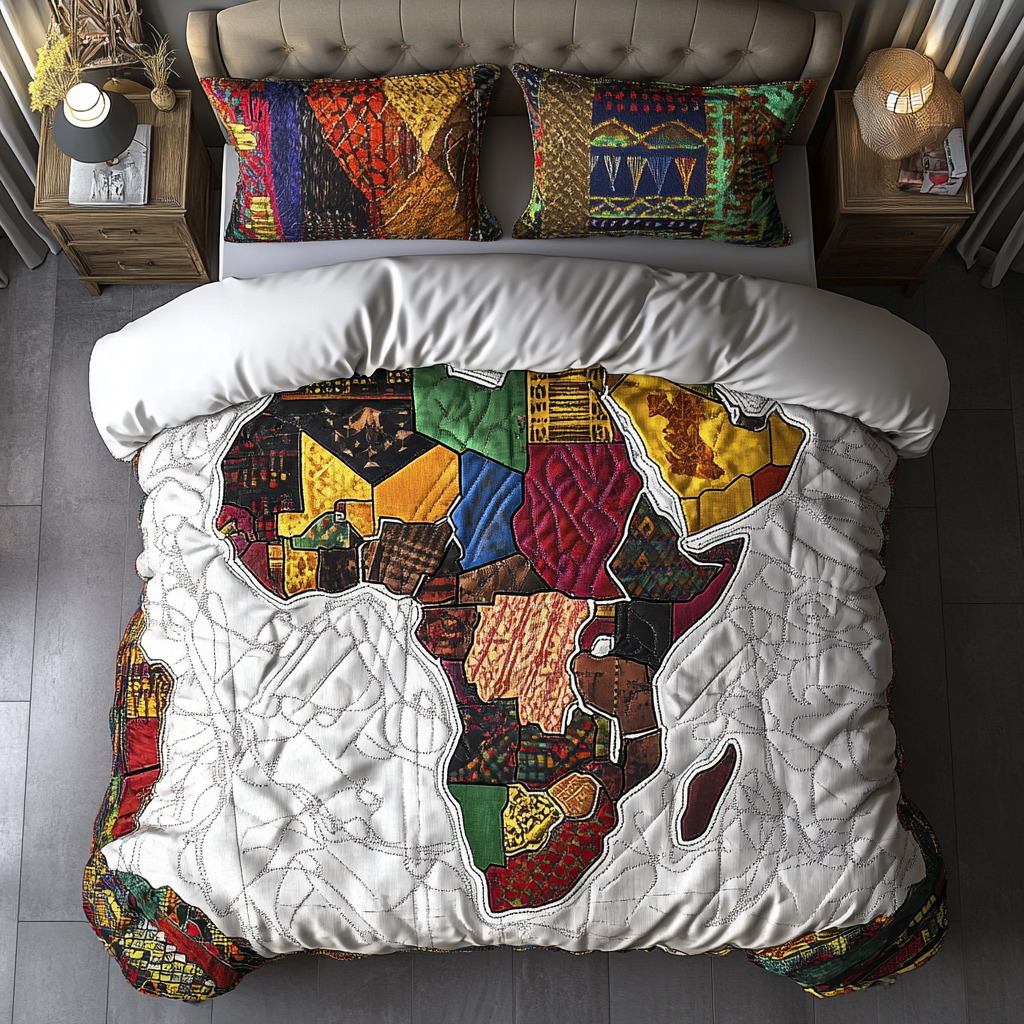 African Horizons Quilted Bedding Set Bed Decor Melanin African American Gifts