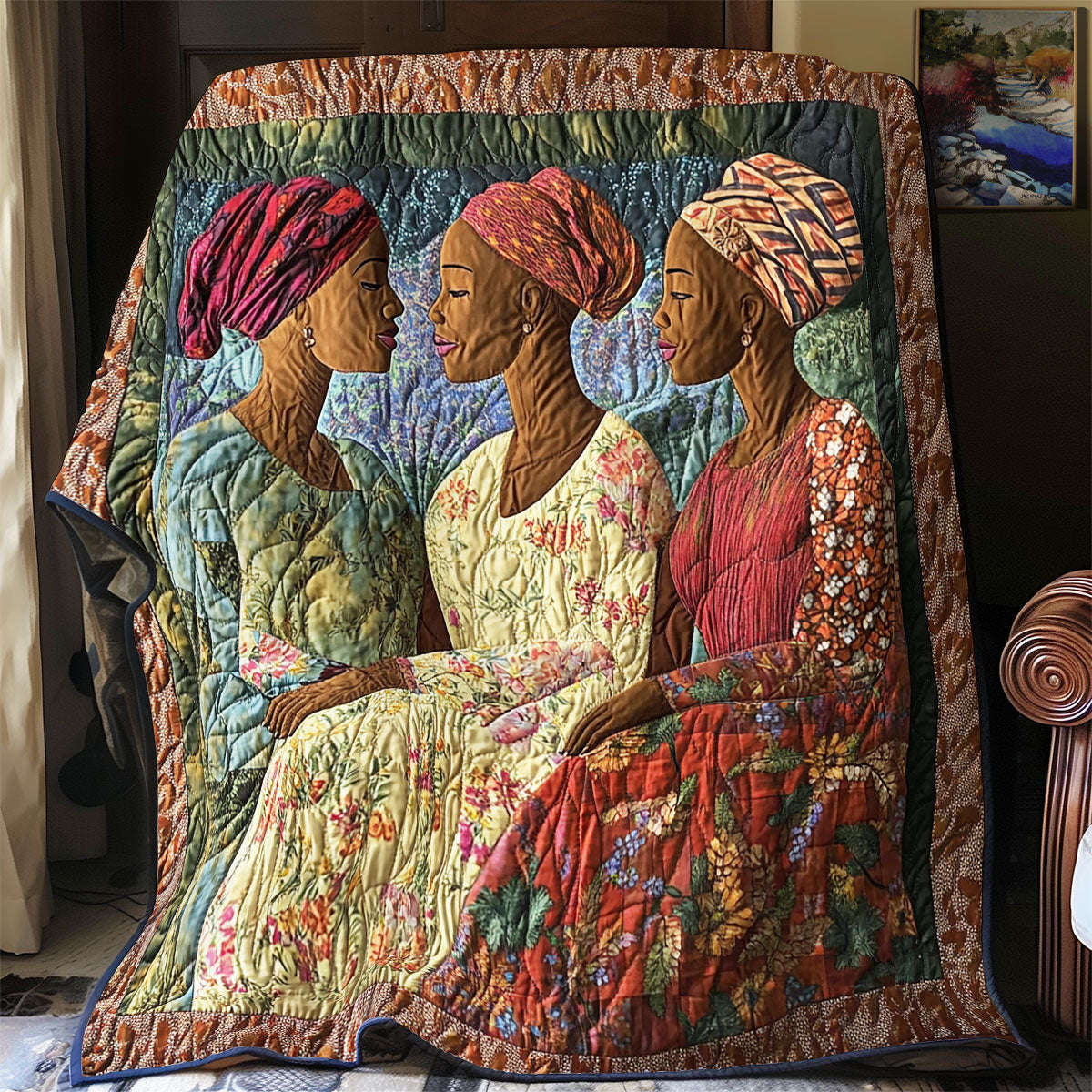 African Mothers Quilt Blanket African Art Throw Blanket Unique Gifts For Native