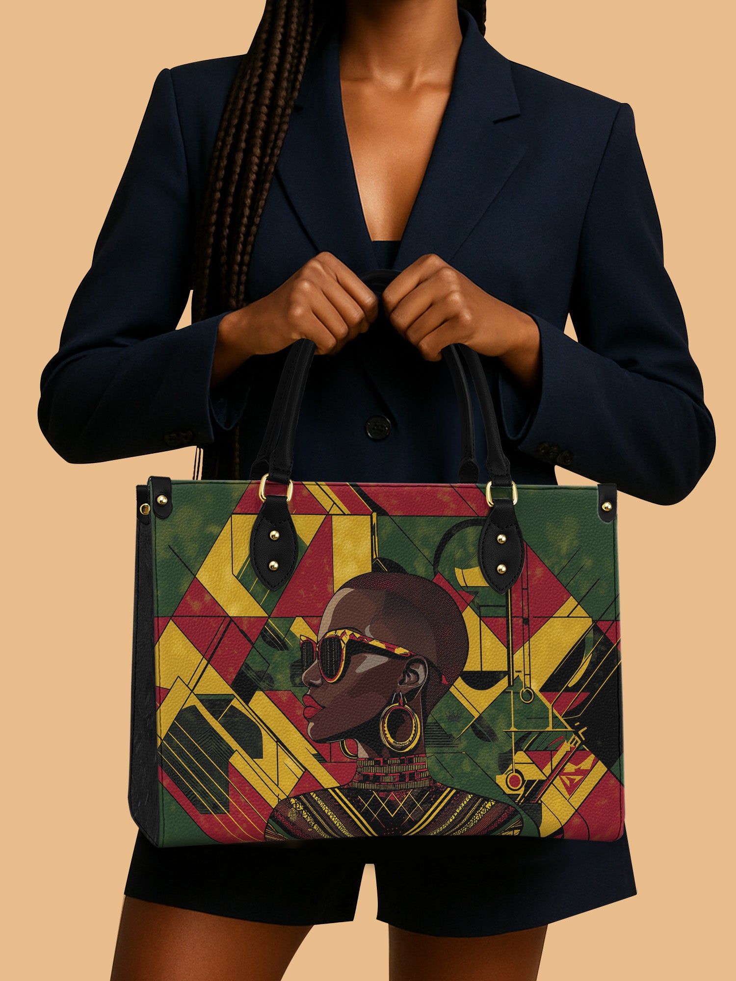 African Queen Abstract Diva Leather Bag Black Women Theme Bag Nice African American Gifts
