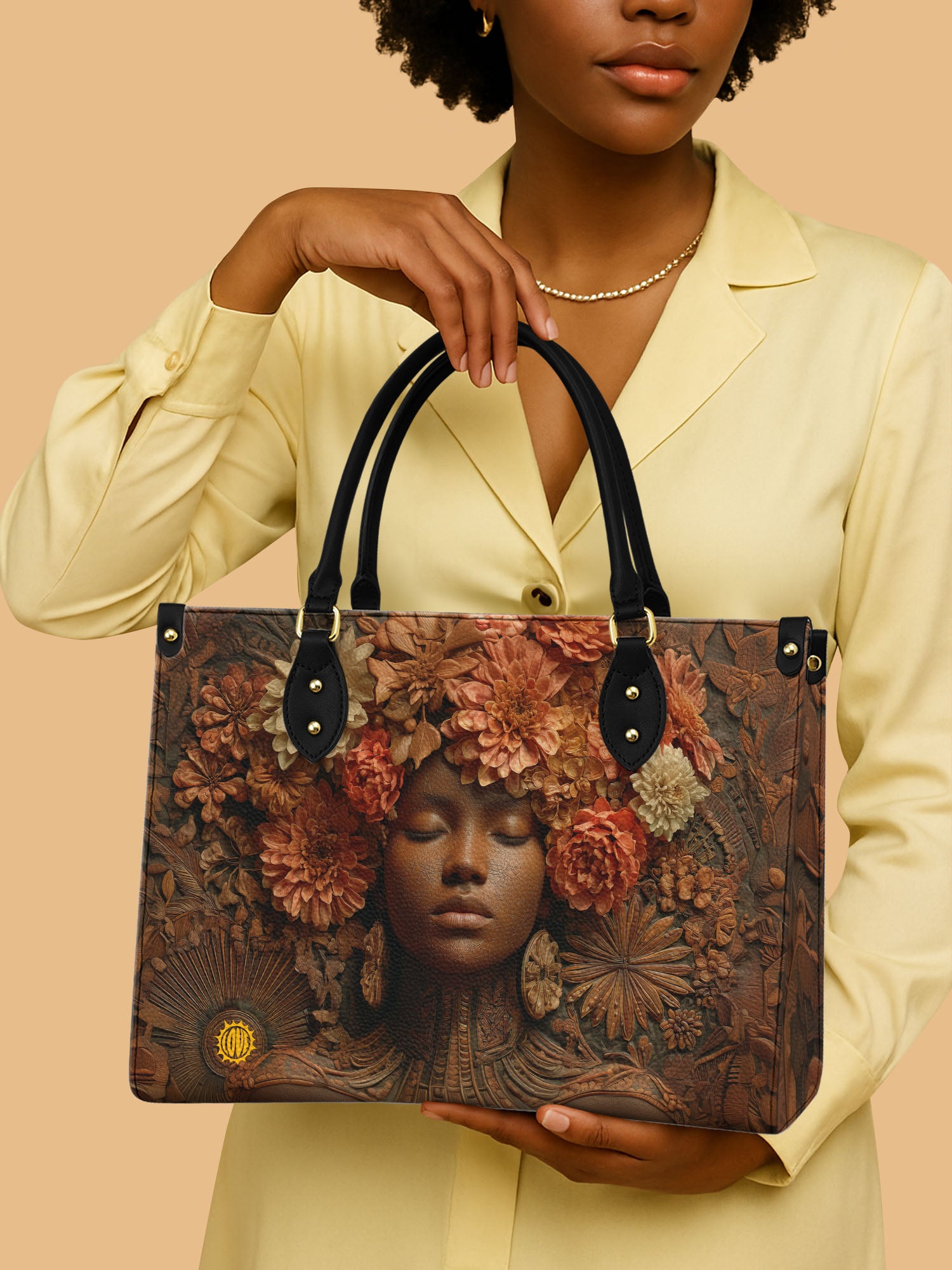 African Queen And Floral Leather Handbag Best African American Gifts For Women