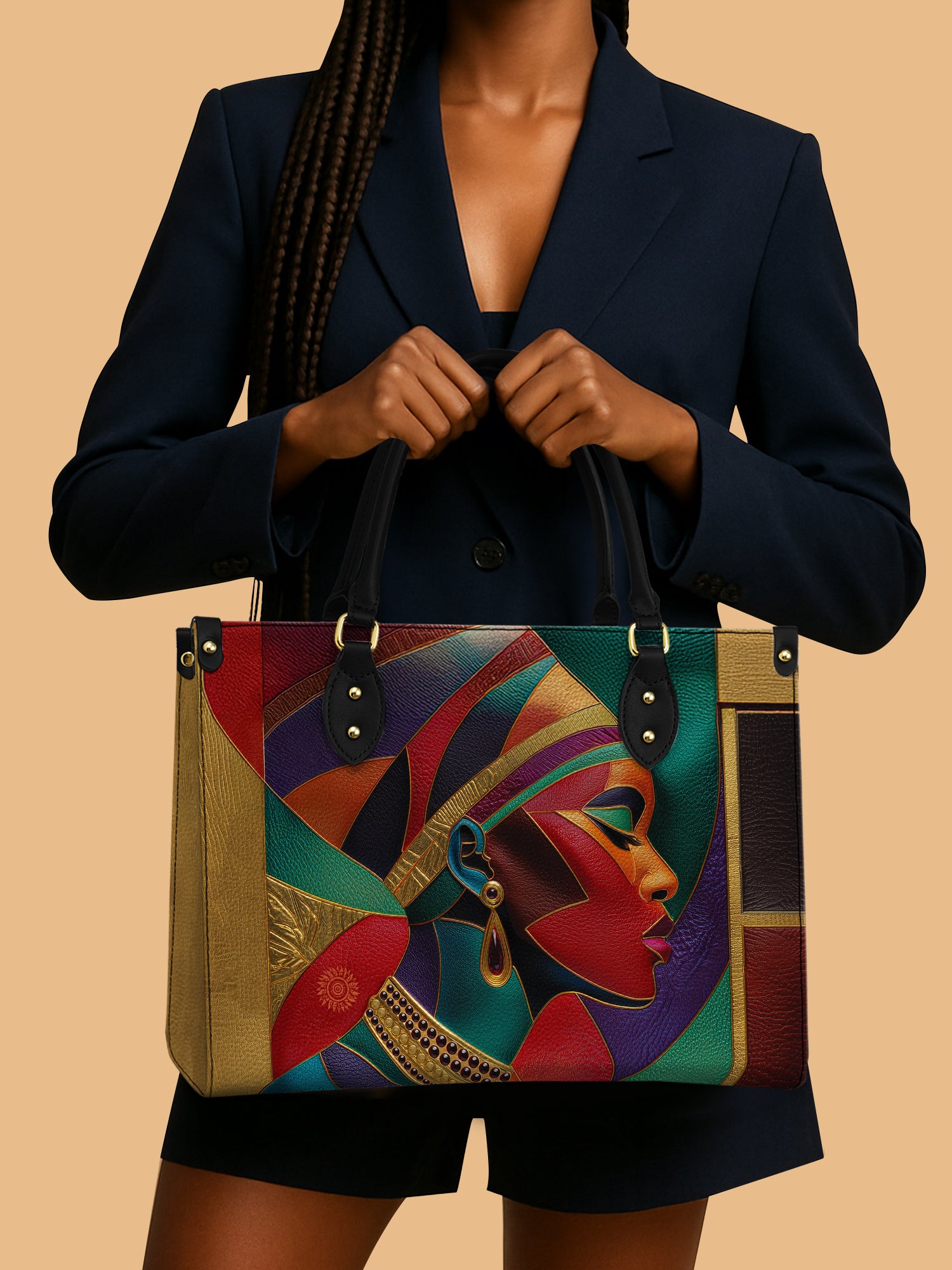African Queen Aura Art Leather Bag Black Woman Bag Elegant Native Presents For Her