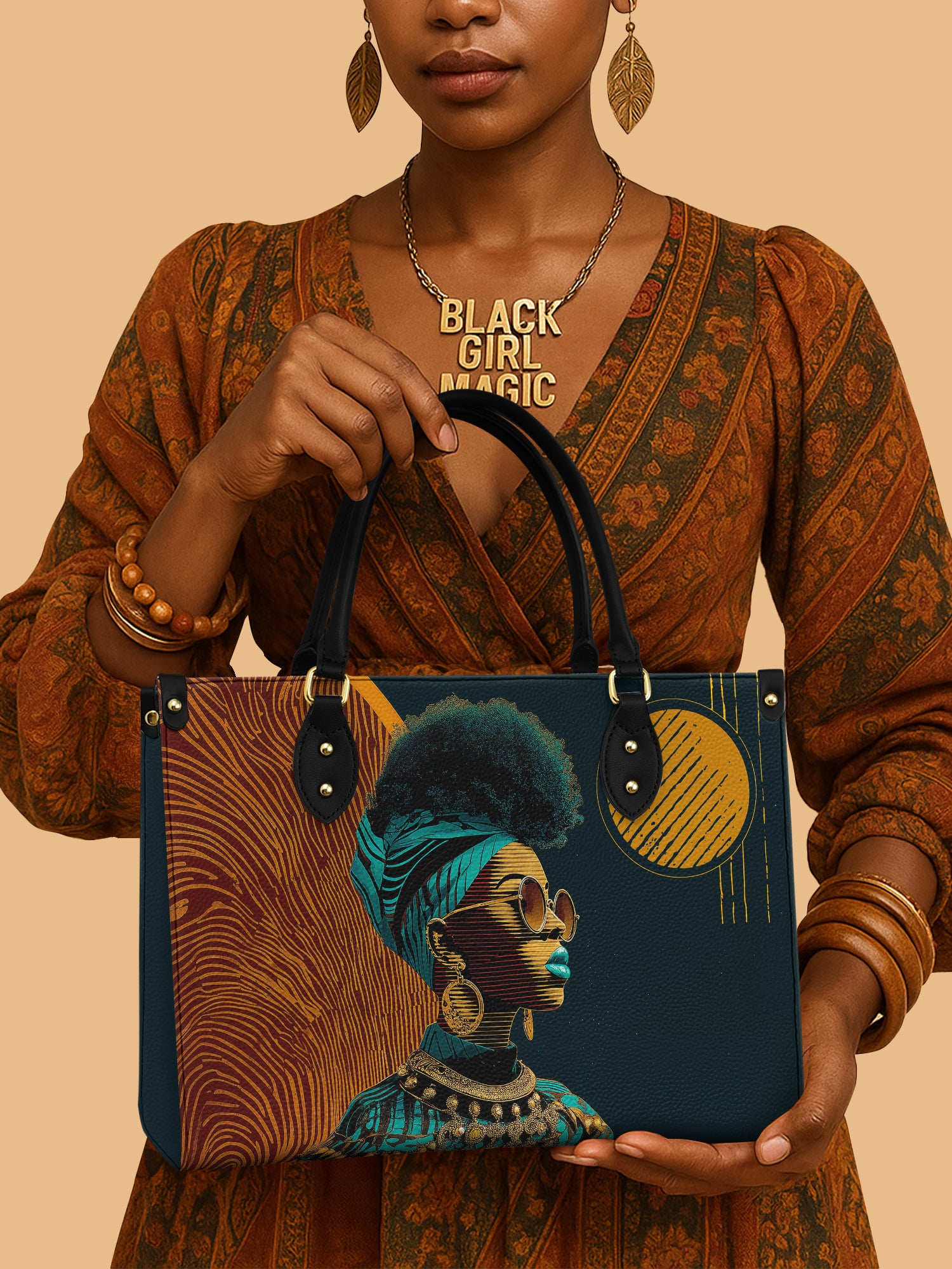 African Queen Bohemian Rhapsody Leather Bag Black Woman Theme Bag Bohemian Style Gifts