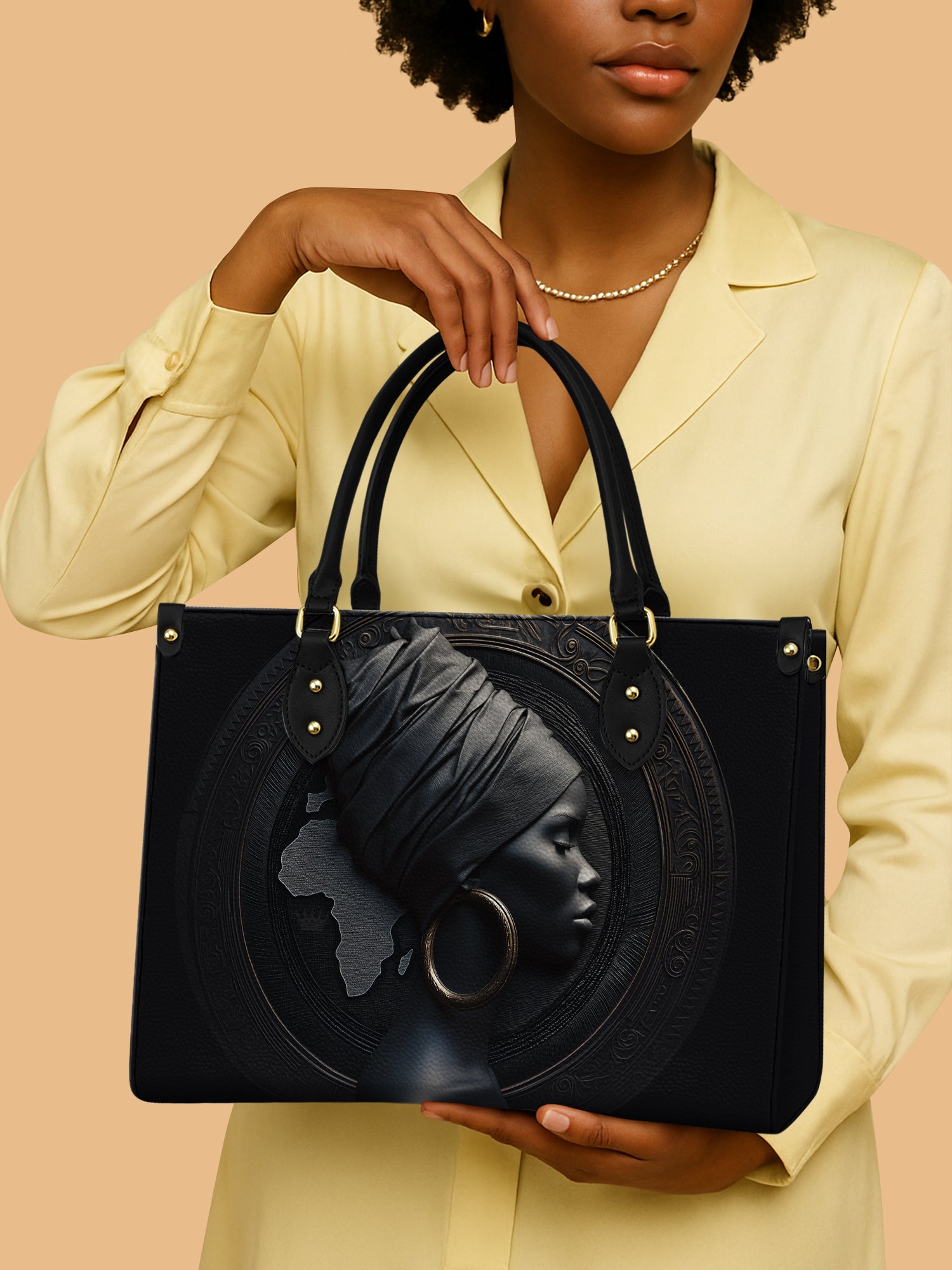 African Queen Bronze Mirror Leather Bag Black Woman Bag African American Gifts For Her