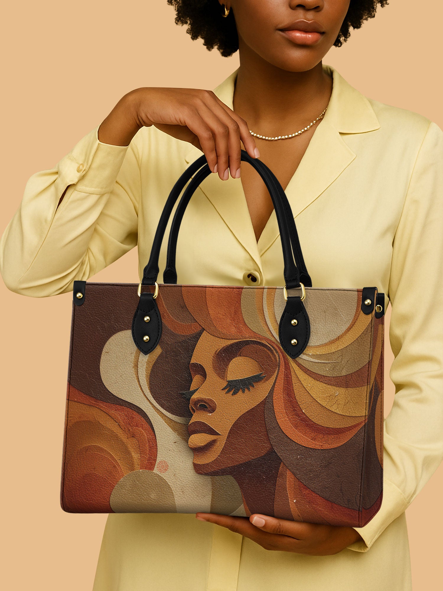 African Queen Flowing Dream Leather Bag Black Women Theme Bag Best African Art Gifts