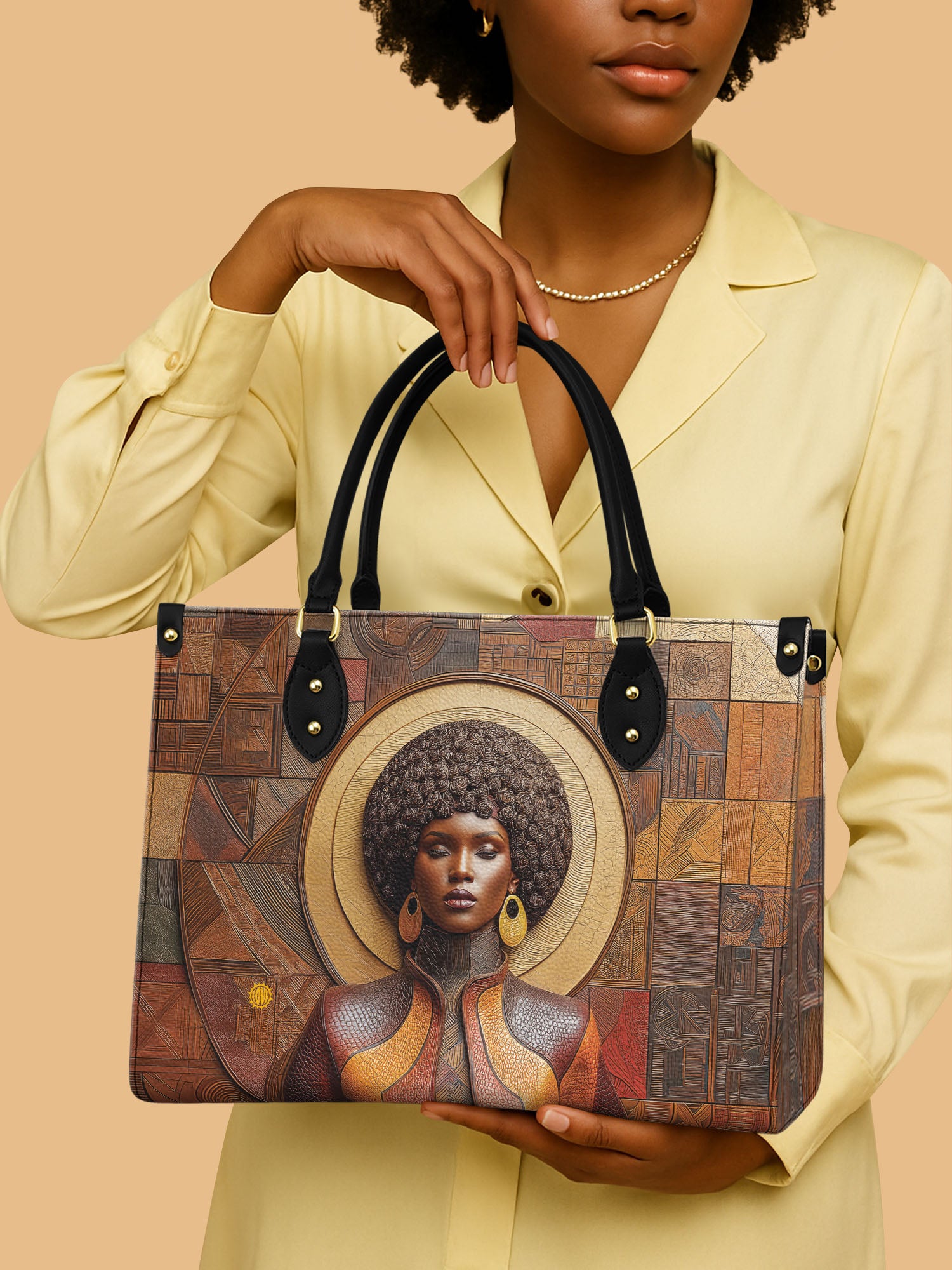 African Queen Gold And Earth Tones Leather Bag Black Women Bag African American Gift Ideas