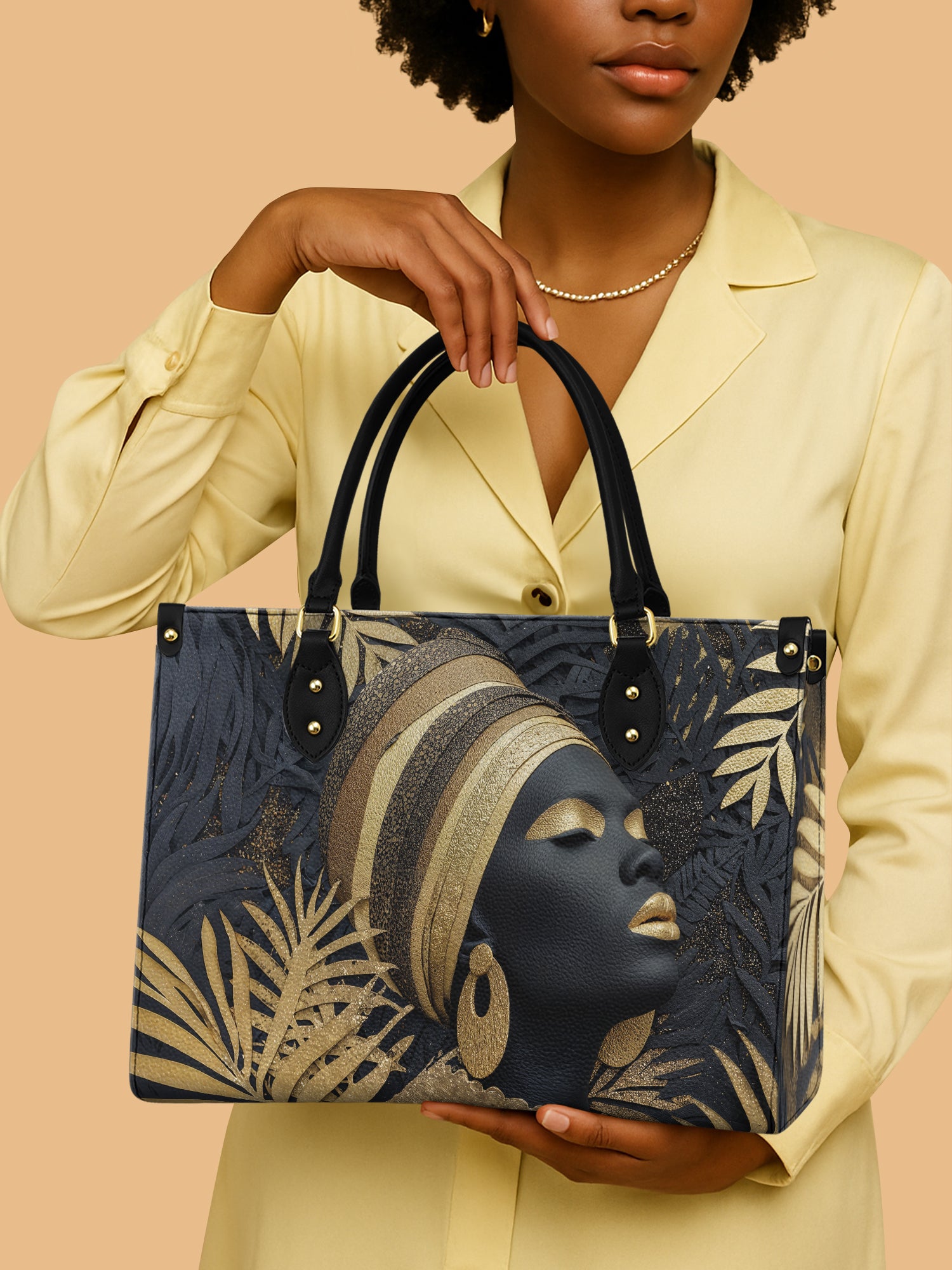 African Queen Golden Goddess Leather Bag African Art Inspired Bag Native American Gifts