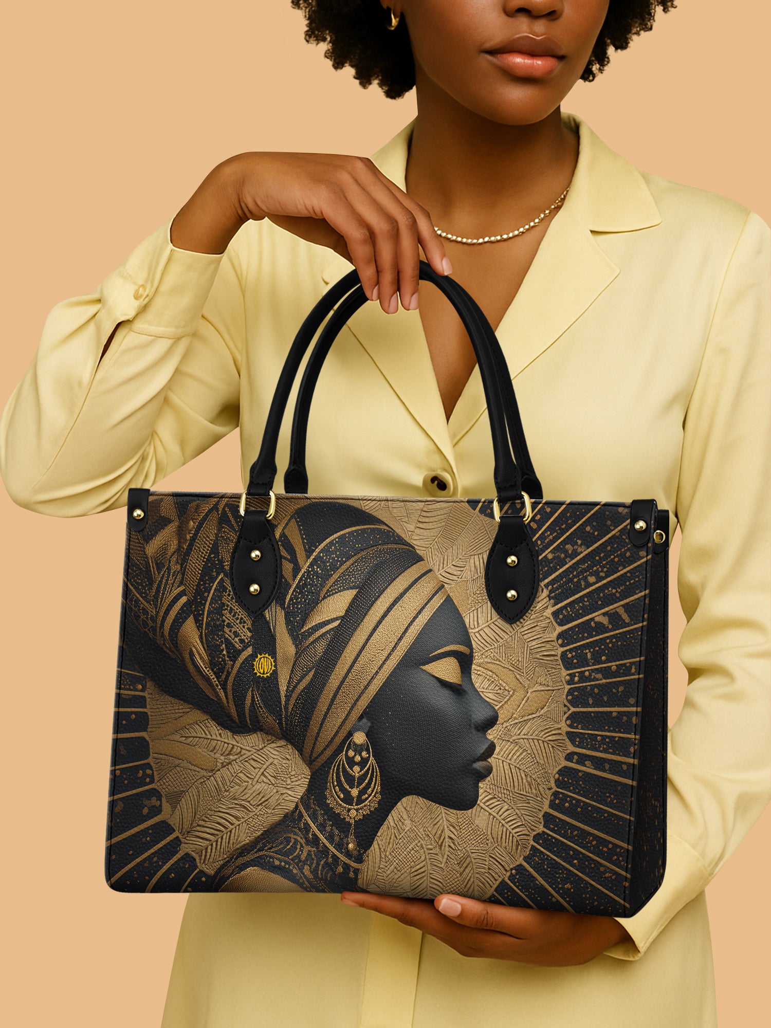 African Queen Golden Hour Leather Bag Black Woman Theme Bag African American Gifts For Mom