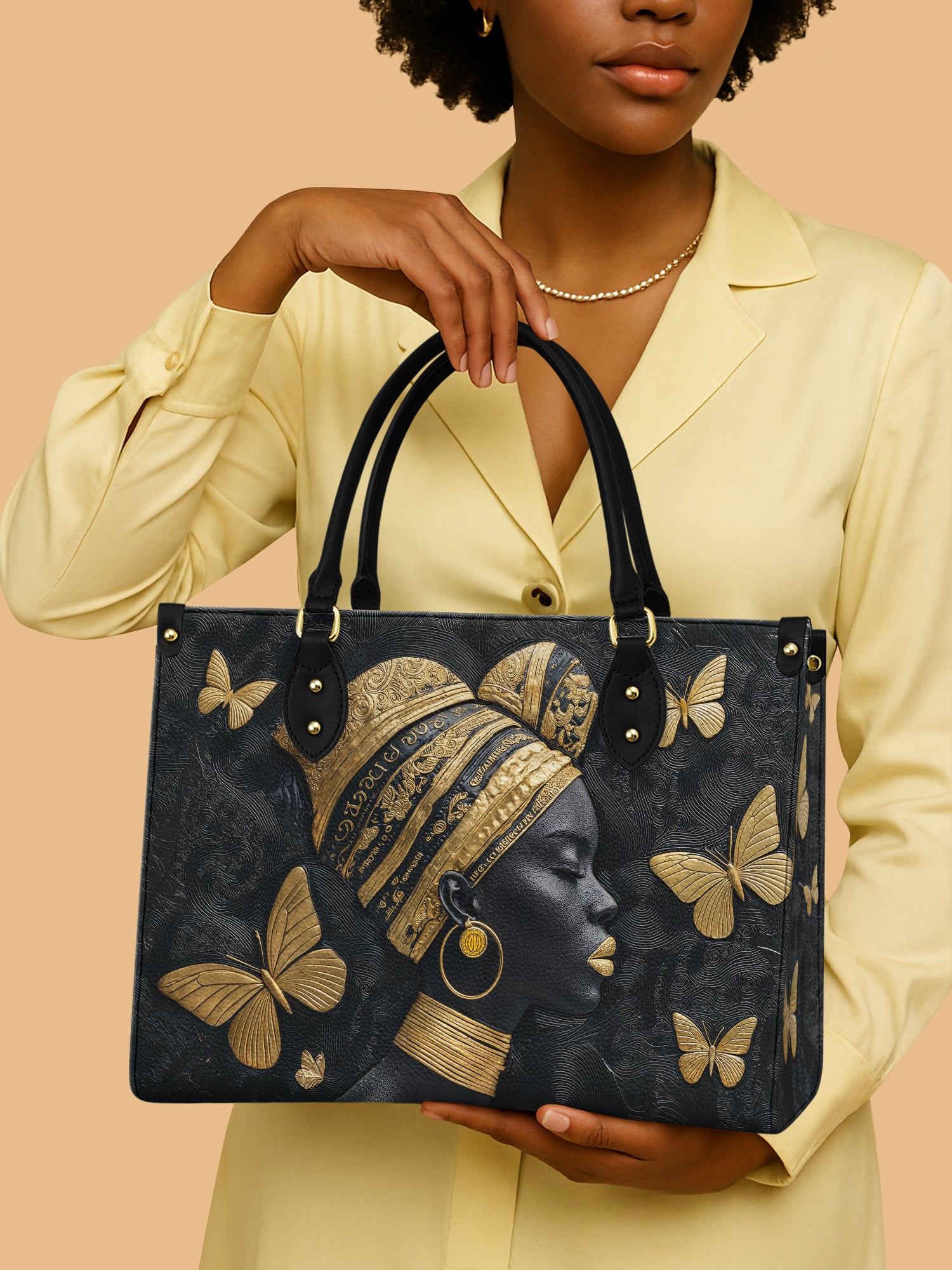 African Queen Golden Wings Leather Bag Butterfly Theme Handbag Butterfly Lovers Gifts