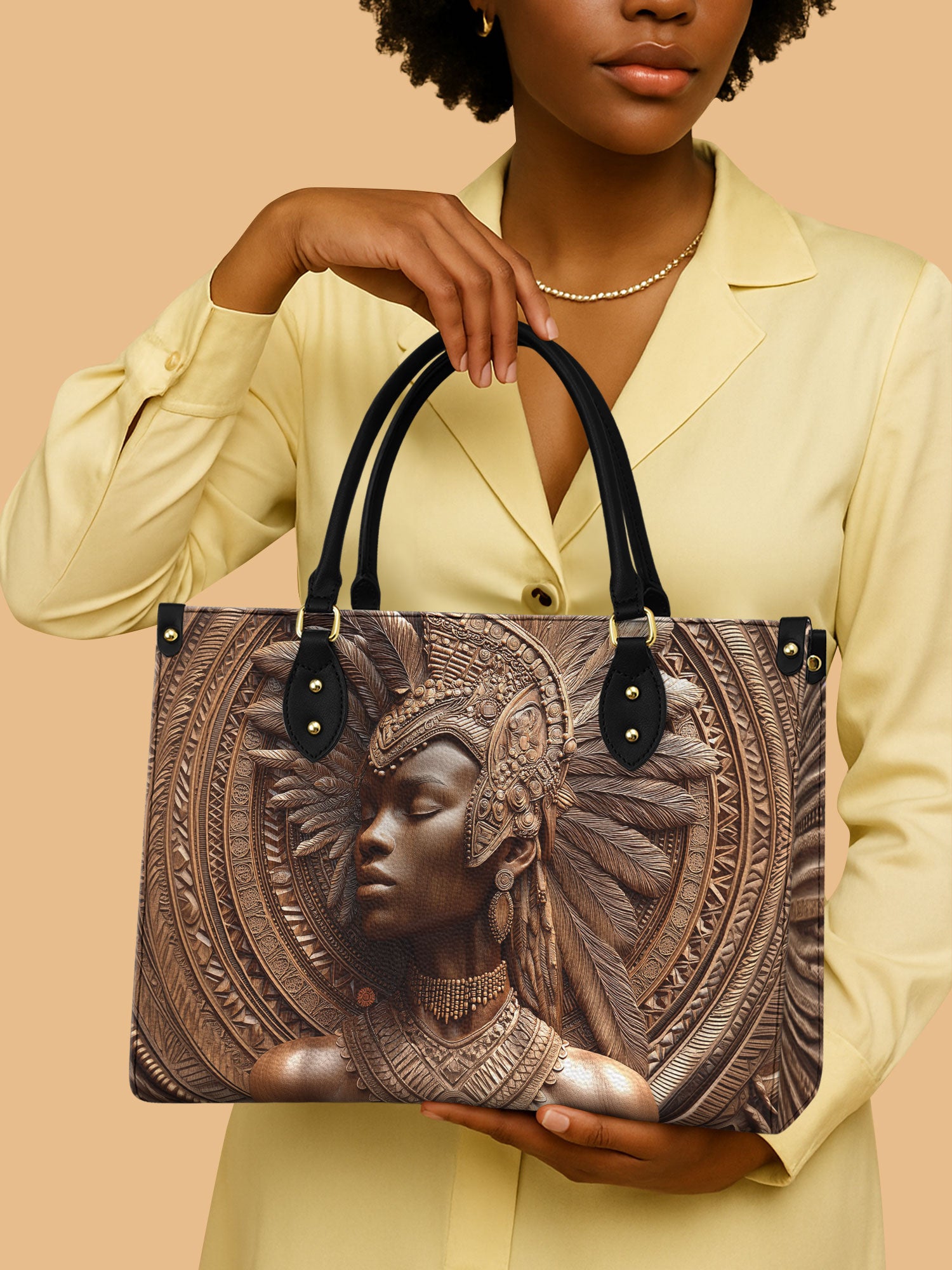 African Queen Grace Timber Leather Bag Black Women Theme Bag African American Gifts For Her