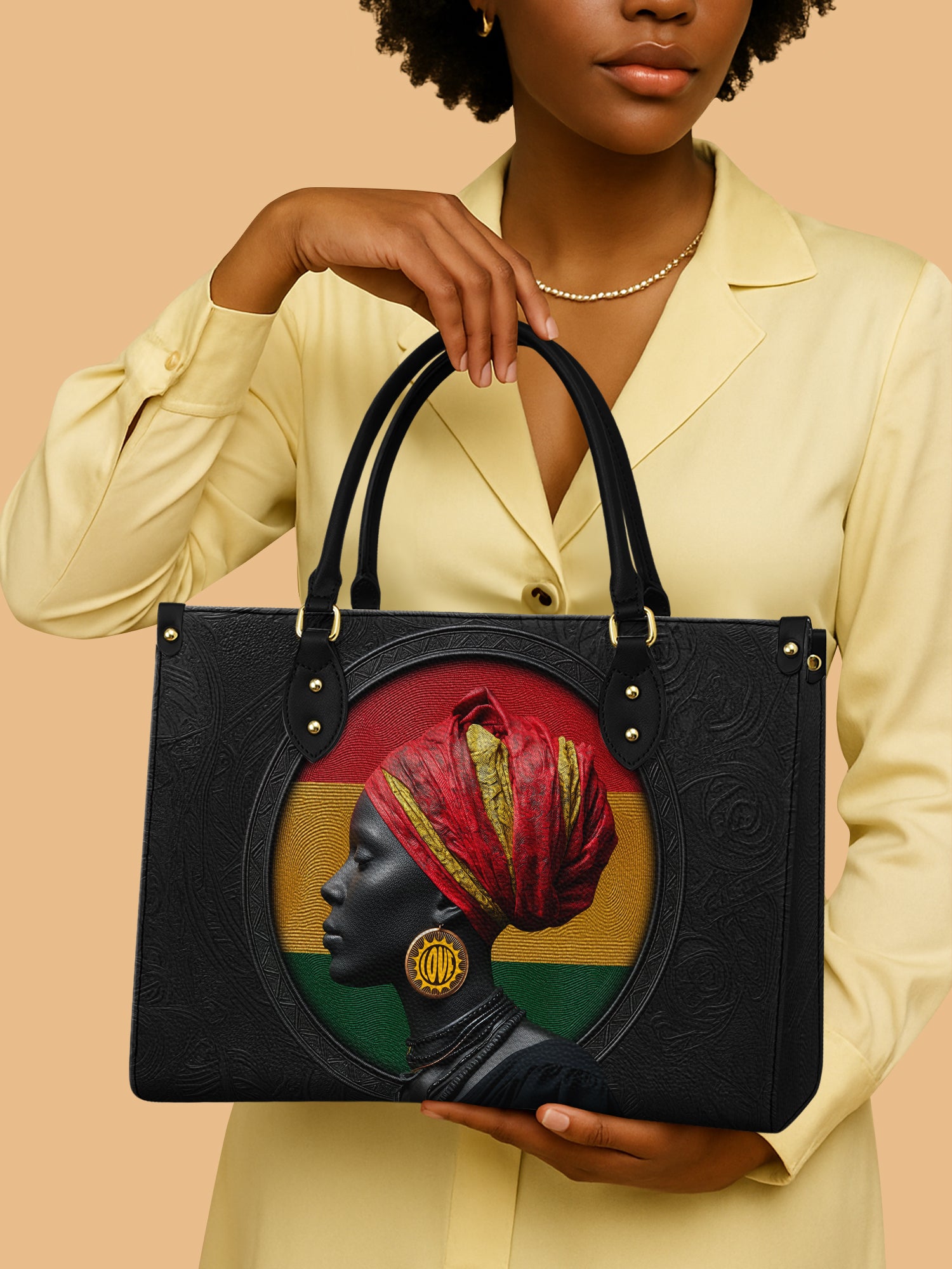 African Queen Heritage Hues Leather Bag Black Women Theme Bag African Art Gifts For Mom