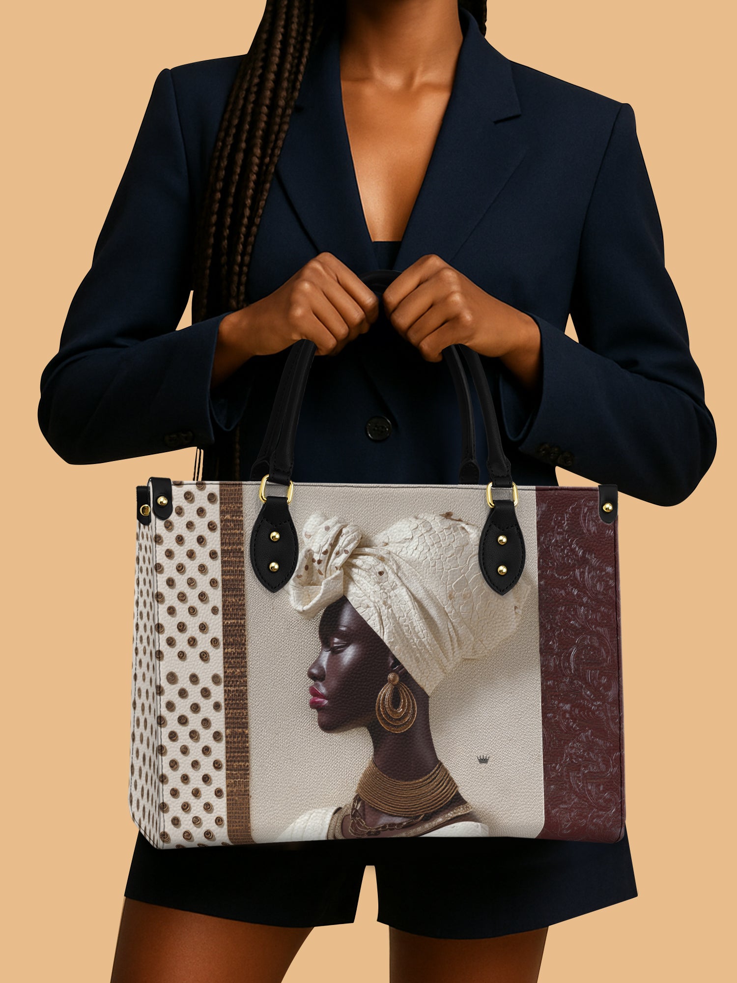 African Queen Ivory Luxe Leather Bag Black Woman Themed Merch African Art Gifts For Her