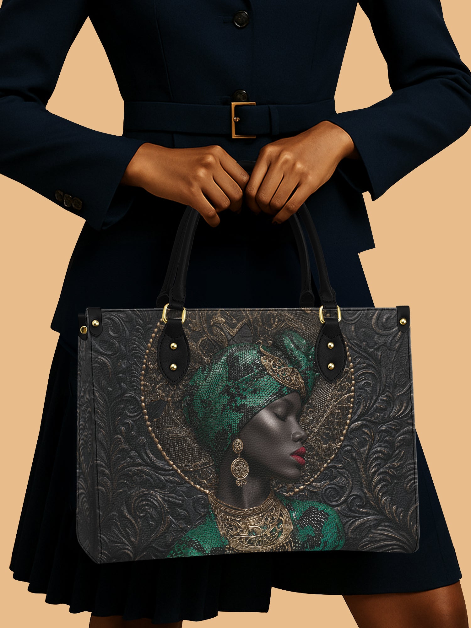 African Queen Leather Handbag Black Women Melanin Gifts For Mom And Sister